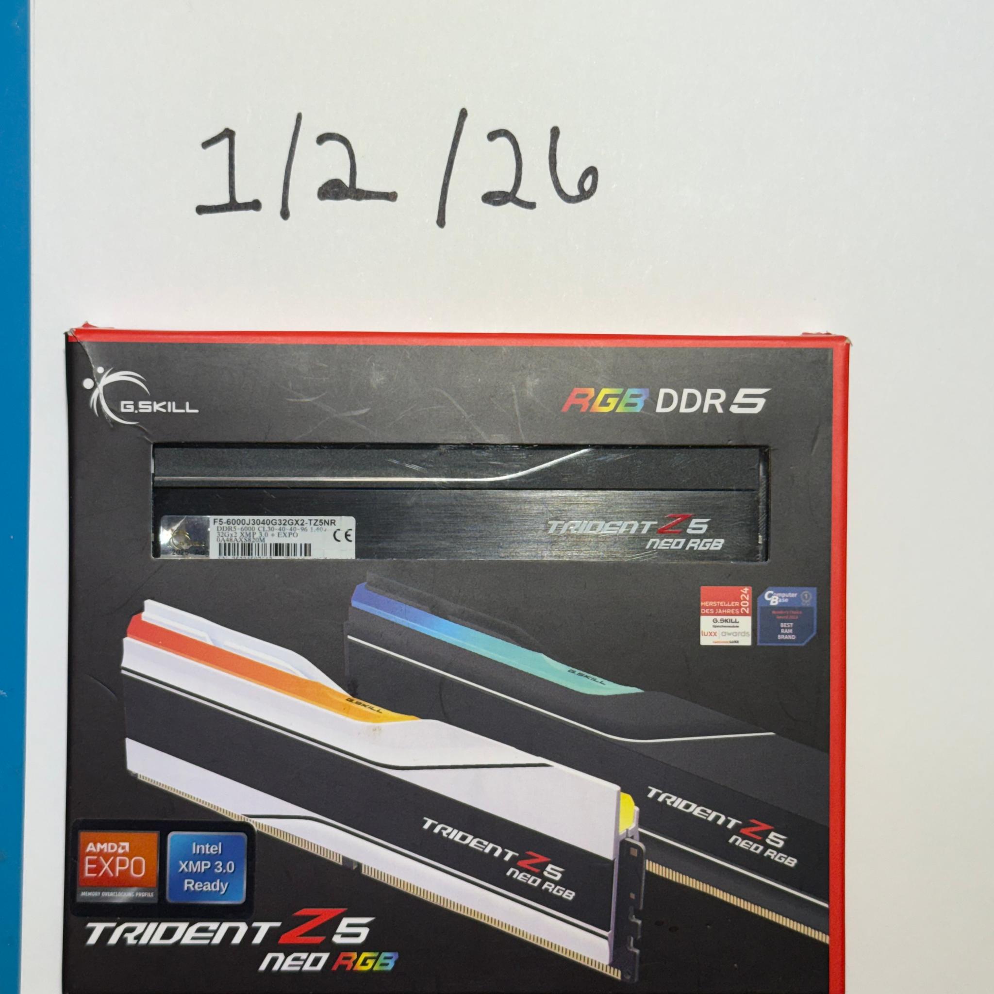 G.SKILL Trident Z5 Neo RGB 64GB (2×32GB) DDR5-6000 CL30 EXPO/XMP – Like New