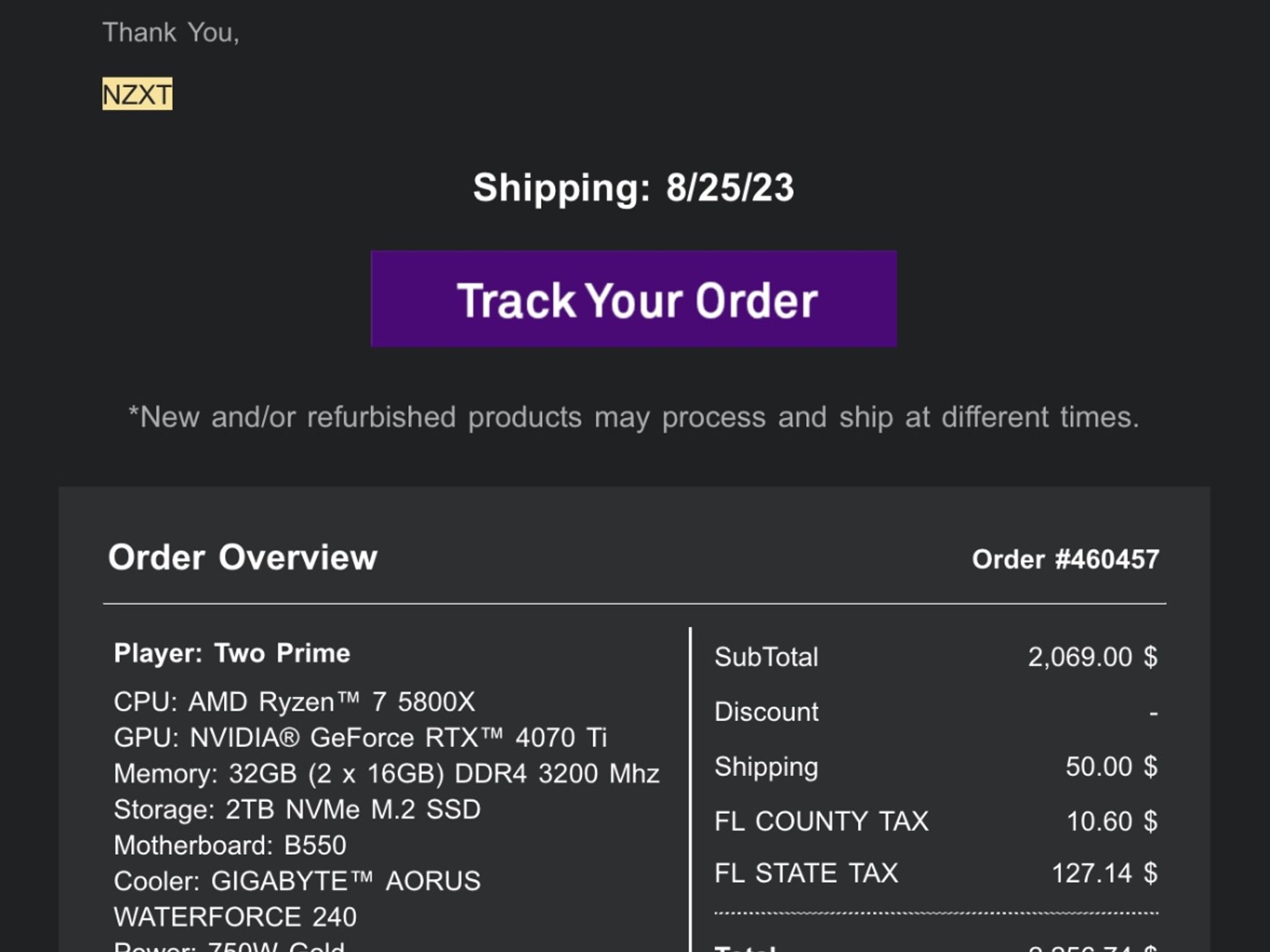 Like New NZXT Player Two Prime
