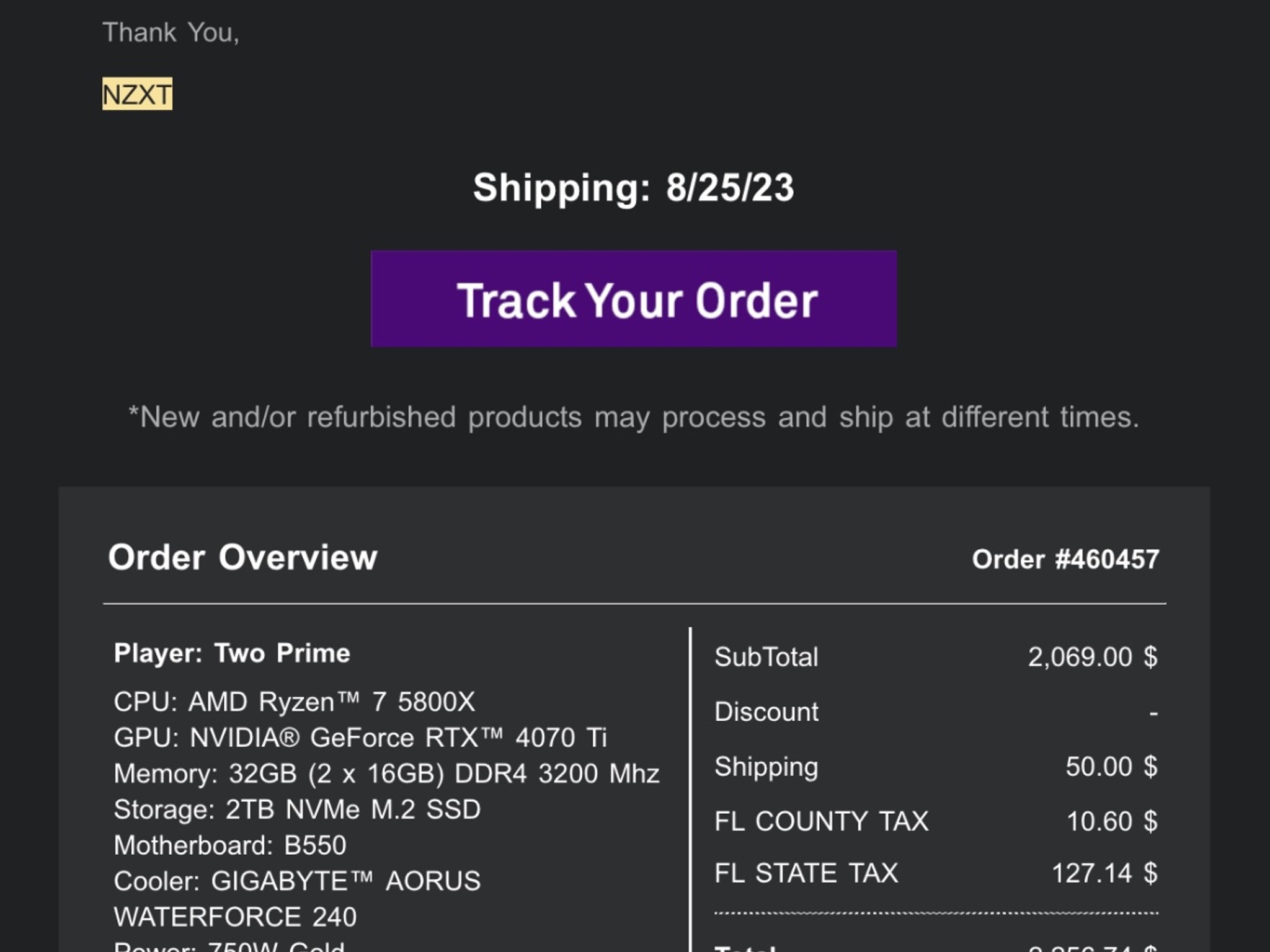 Like New NZXT Player Two Prime