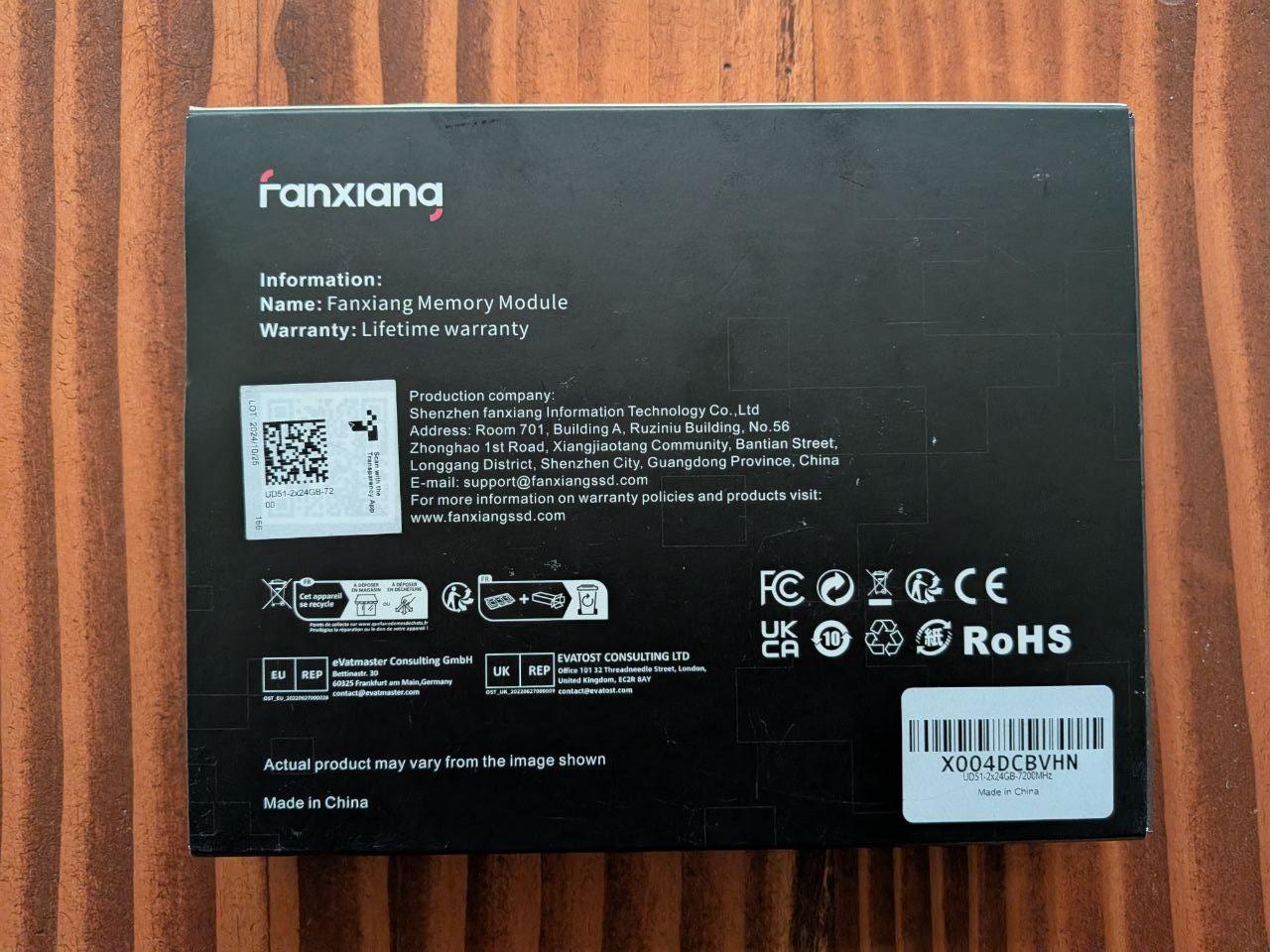Fanxiang 48GB DDR5 7200MHz CL34