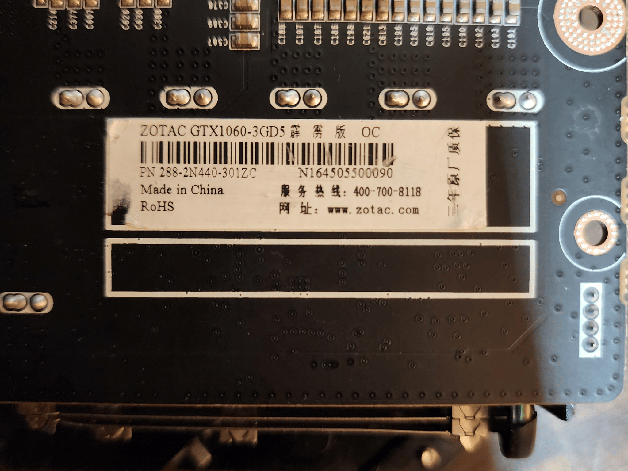 Zotac GeForce GTX 1060 3GB *for parts*