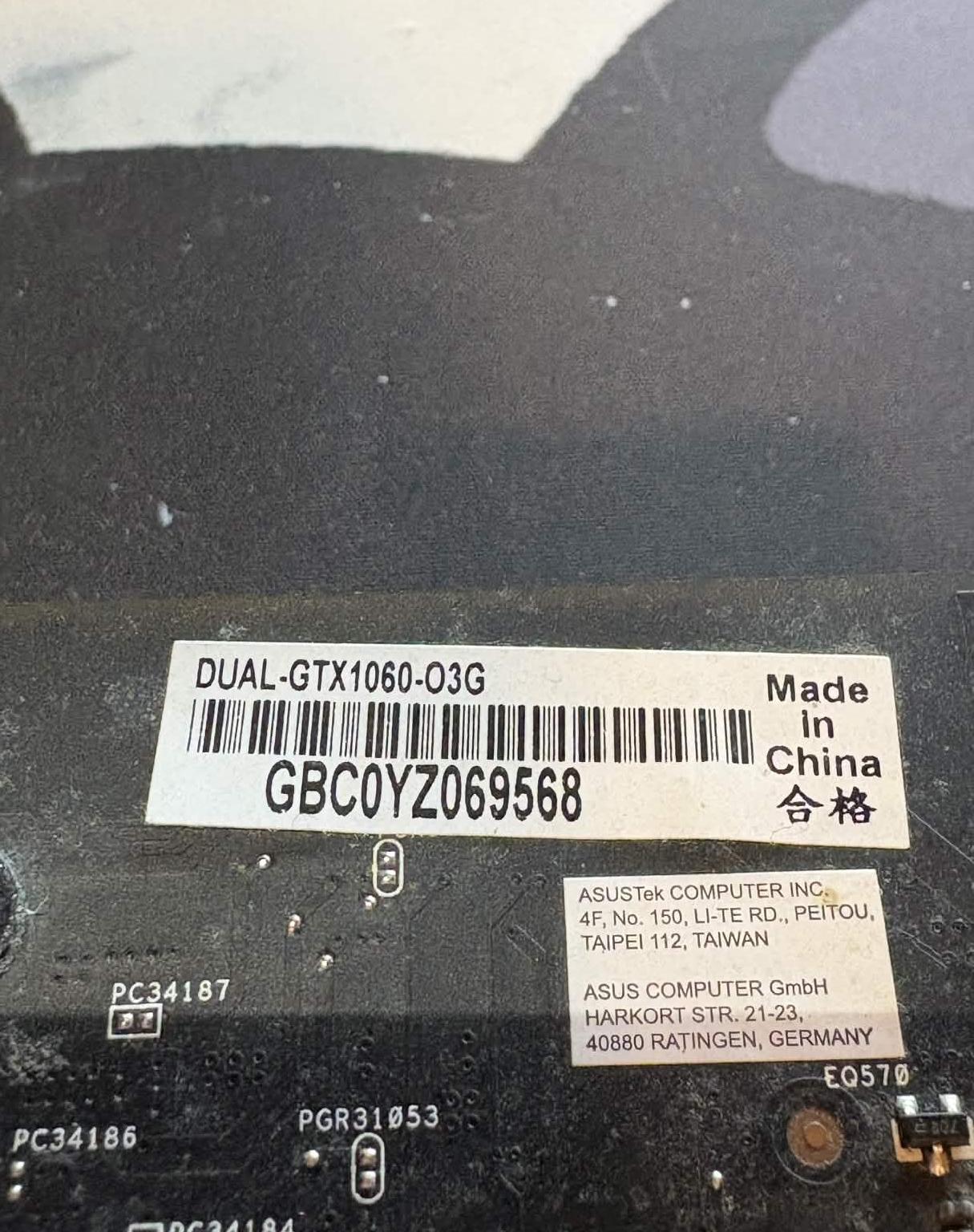 ASUS DUAL GTX 1060 3GB