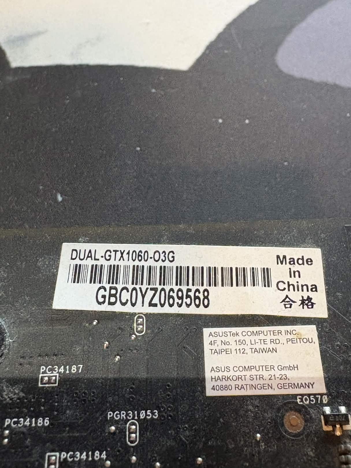 ASUS DUAL GTX 1060 3GB