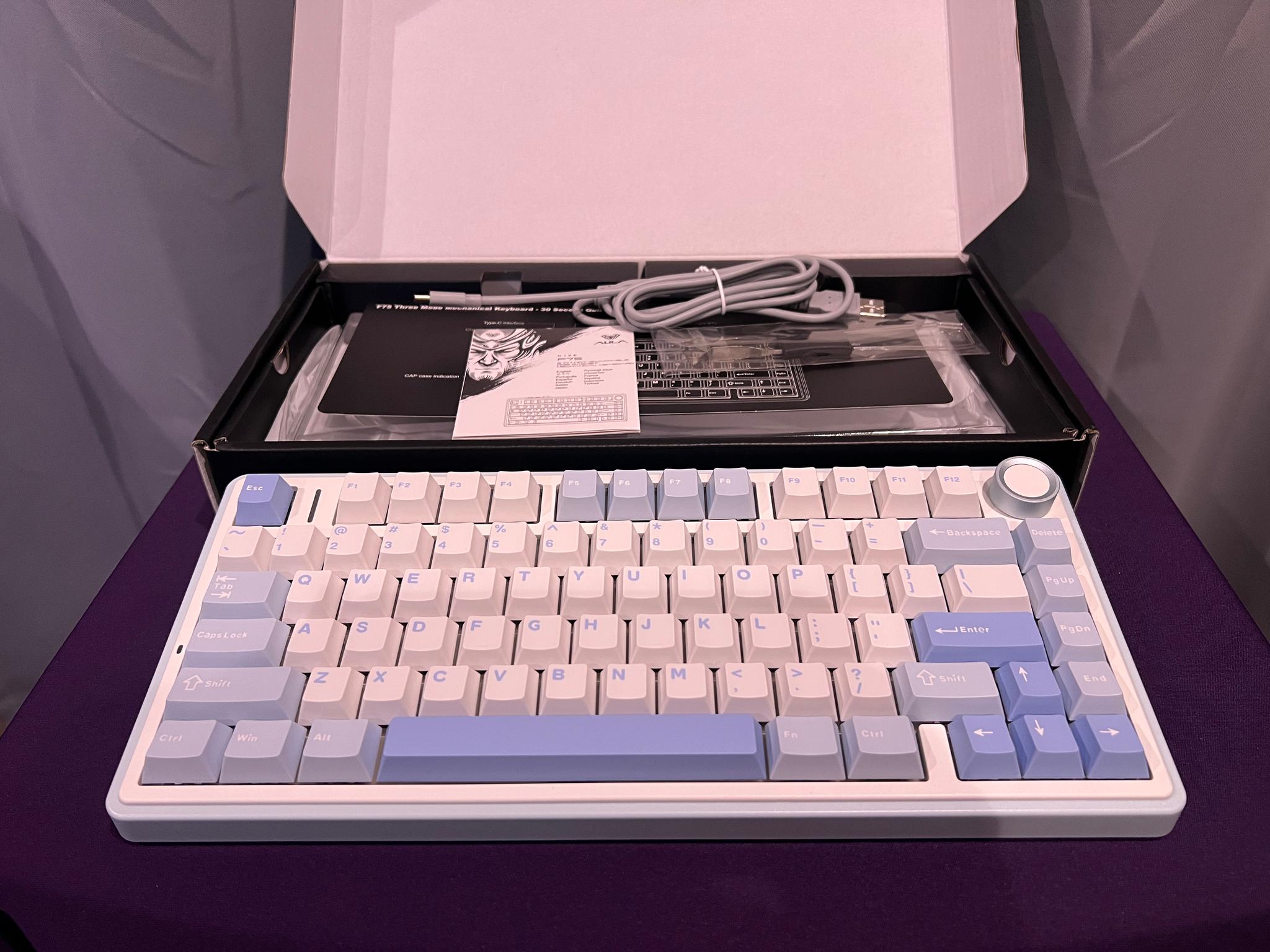 AULA F75 (BRAND NEW) Wireless Mechanical 75% Grey Wood v3 Switches with Knob, Hot Swappable
