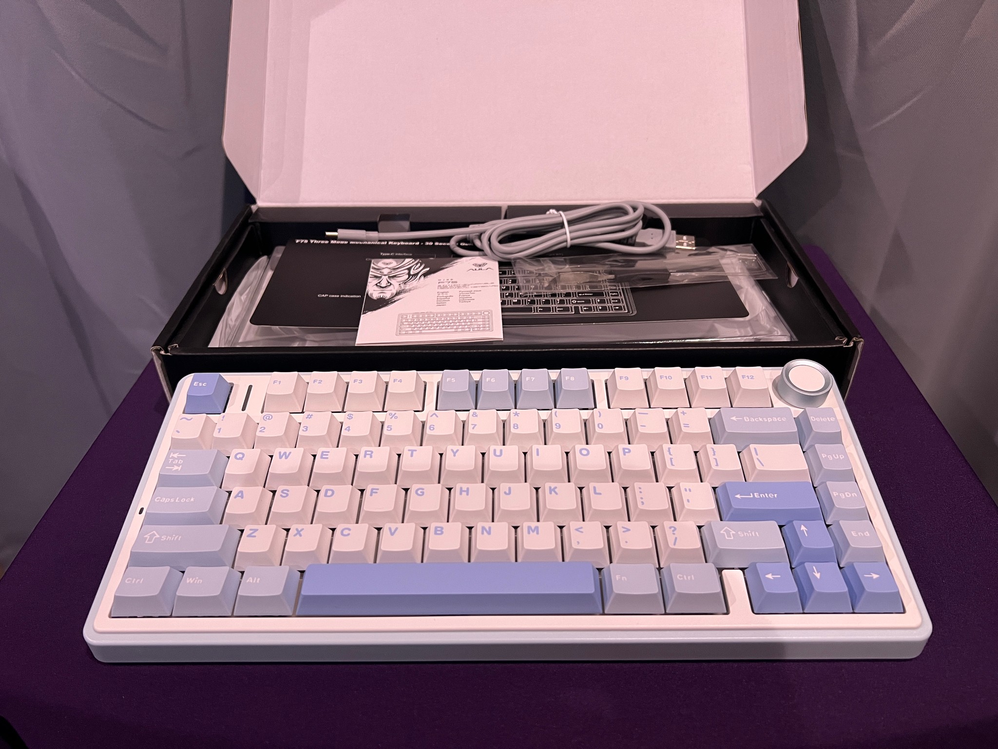 AULA F75 (BRAND NEW) Wireless Mechanical 75% Grey Wood v3 Switches with Knob, Hot Swappable
