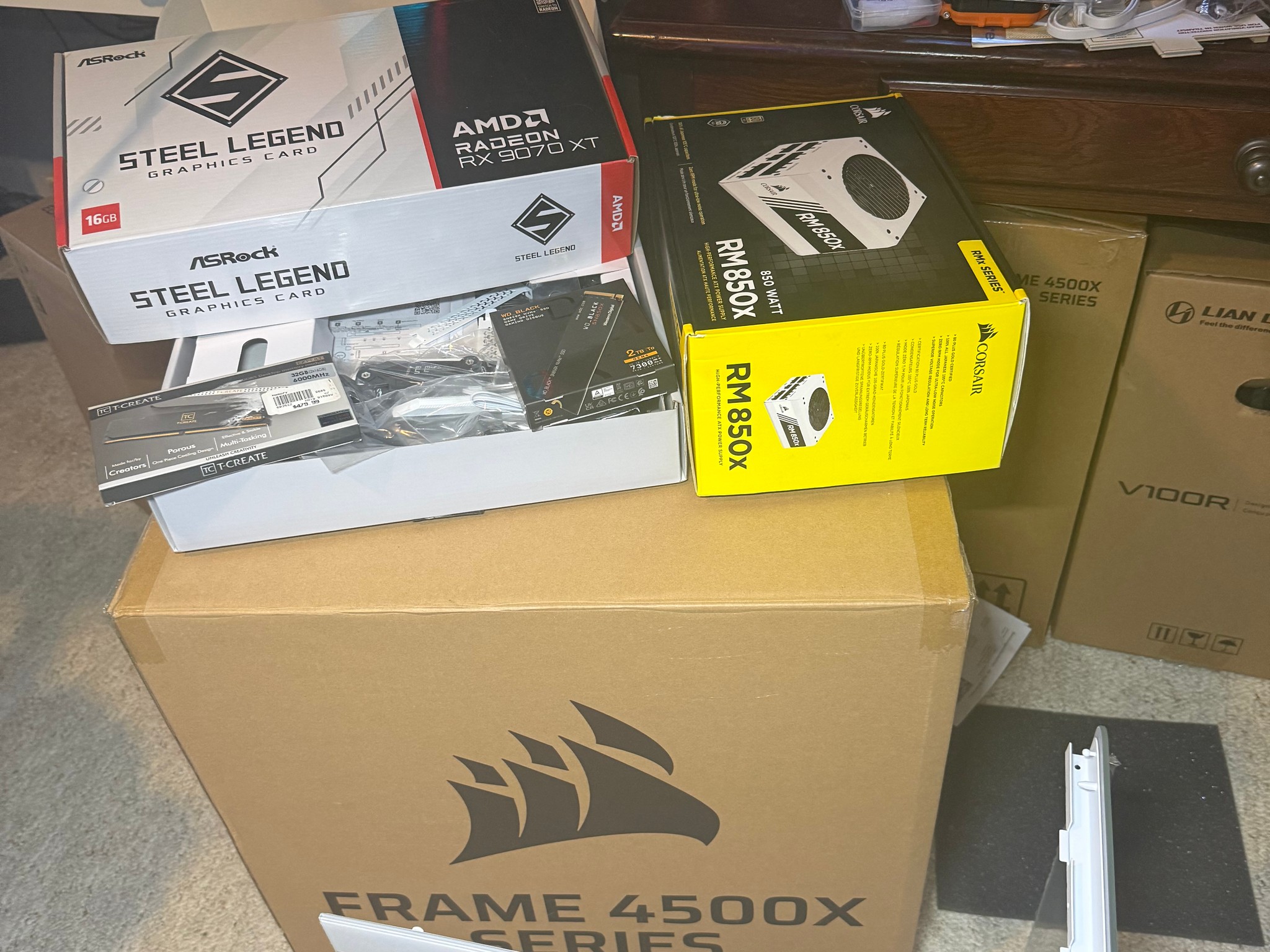 Custom White All AMD build.  9070XT and 9700X CPU