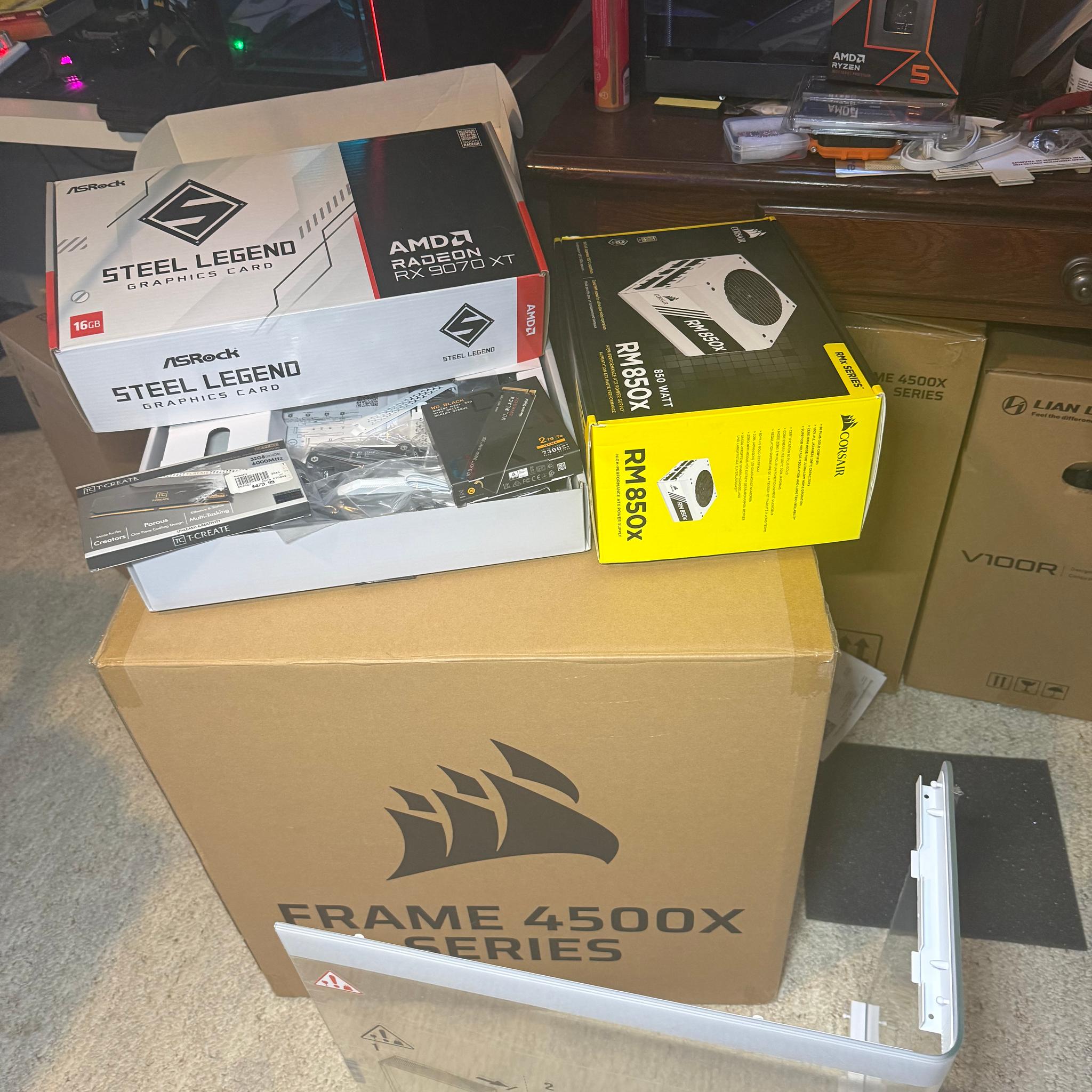 Custom White All AMD build.  9070XT and 9700X CPU