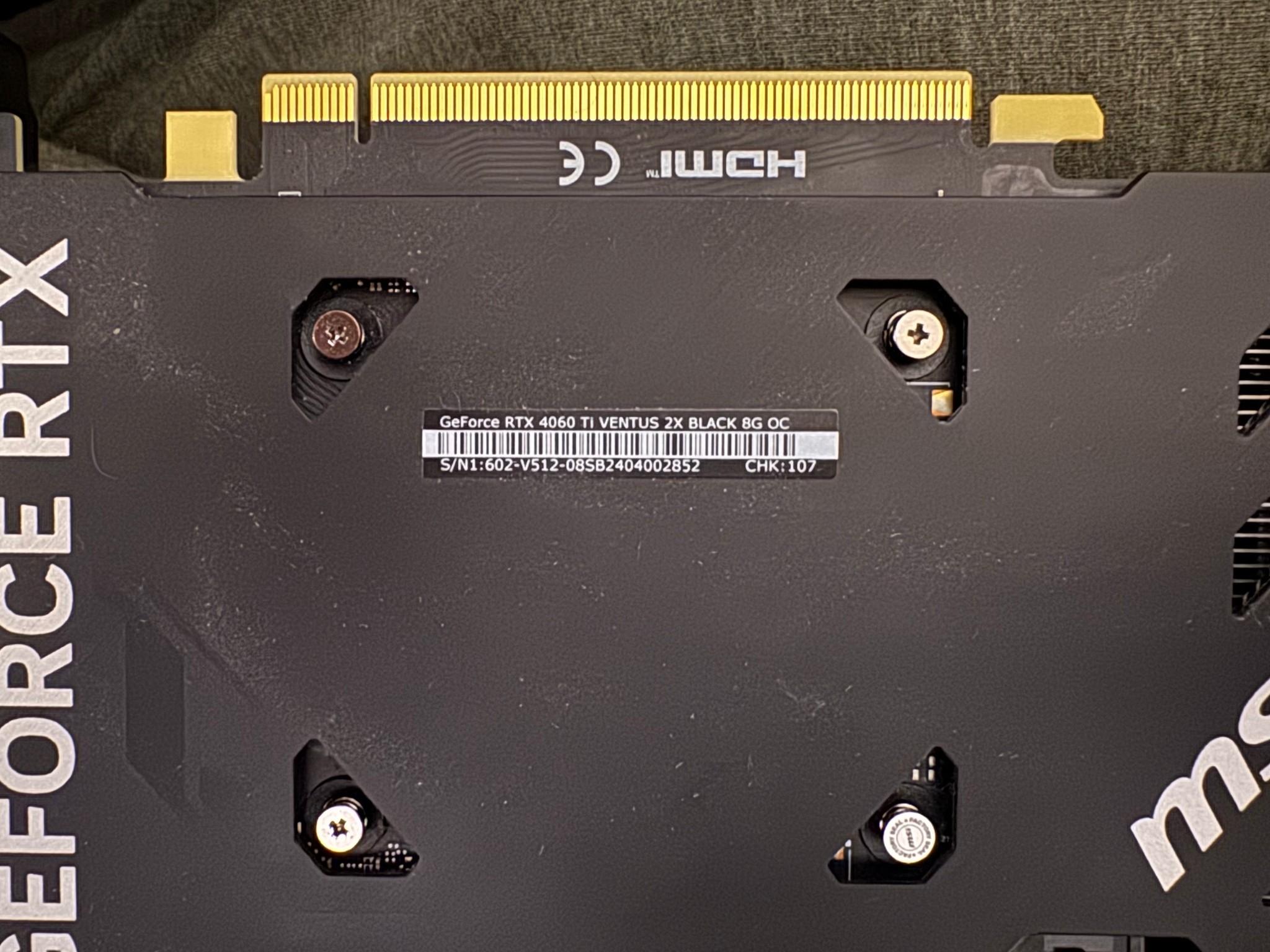 MSI NVIDIA® GeForce RTX™ 4060 Ti Ventus 2x Black OC 8GB