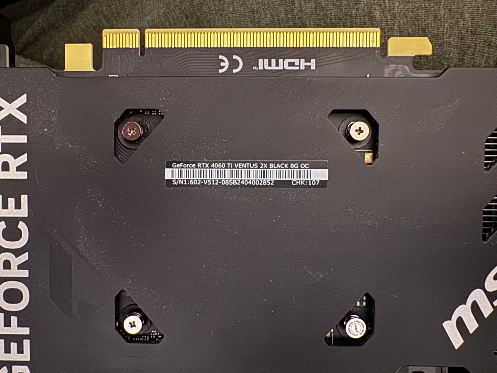 MSI NVIDIA® GeForce RTX™ 4060 Ti Ventus 2x Black OC 8GB