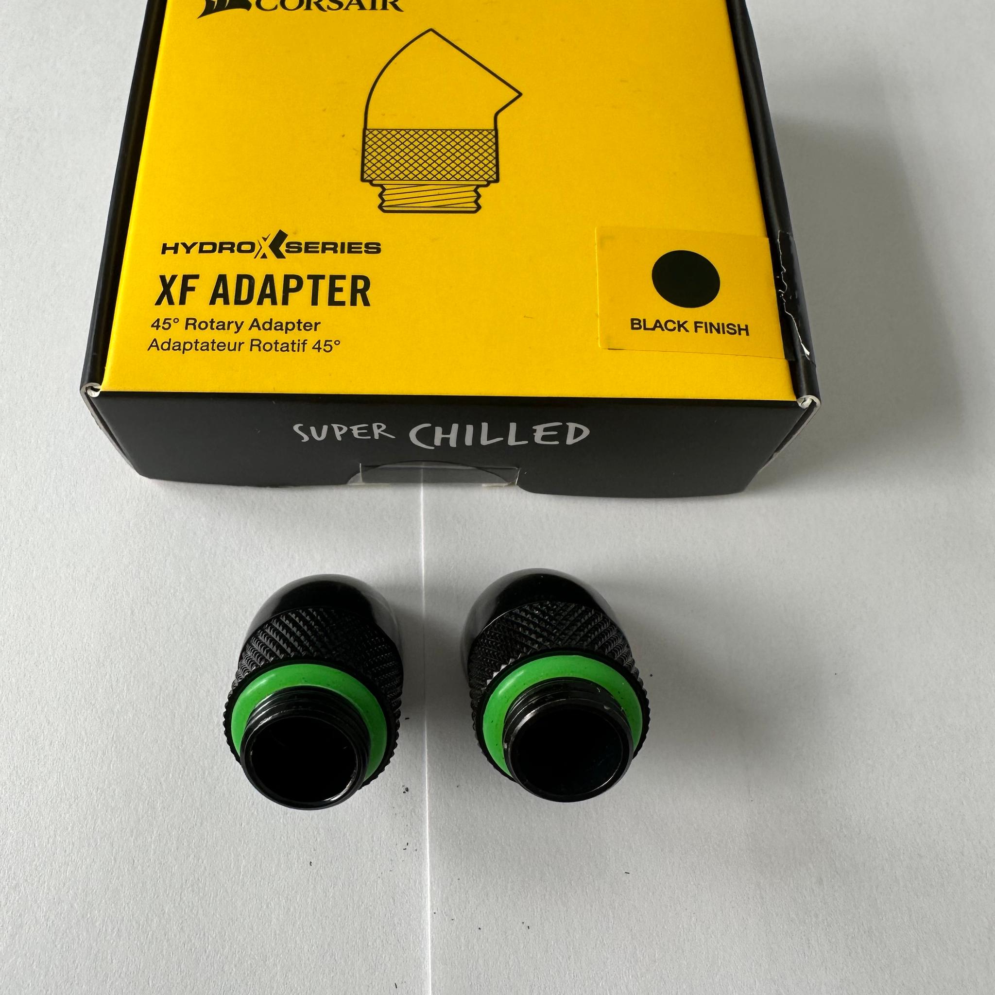 Corsair Hydro X Series 45 Degree Rotary Adapter - Black - 2 Pack  ( SHIP TODAY )
