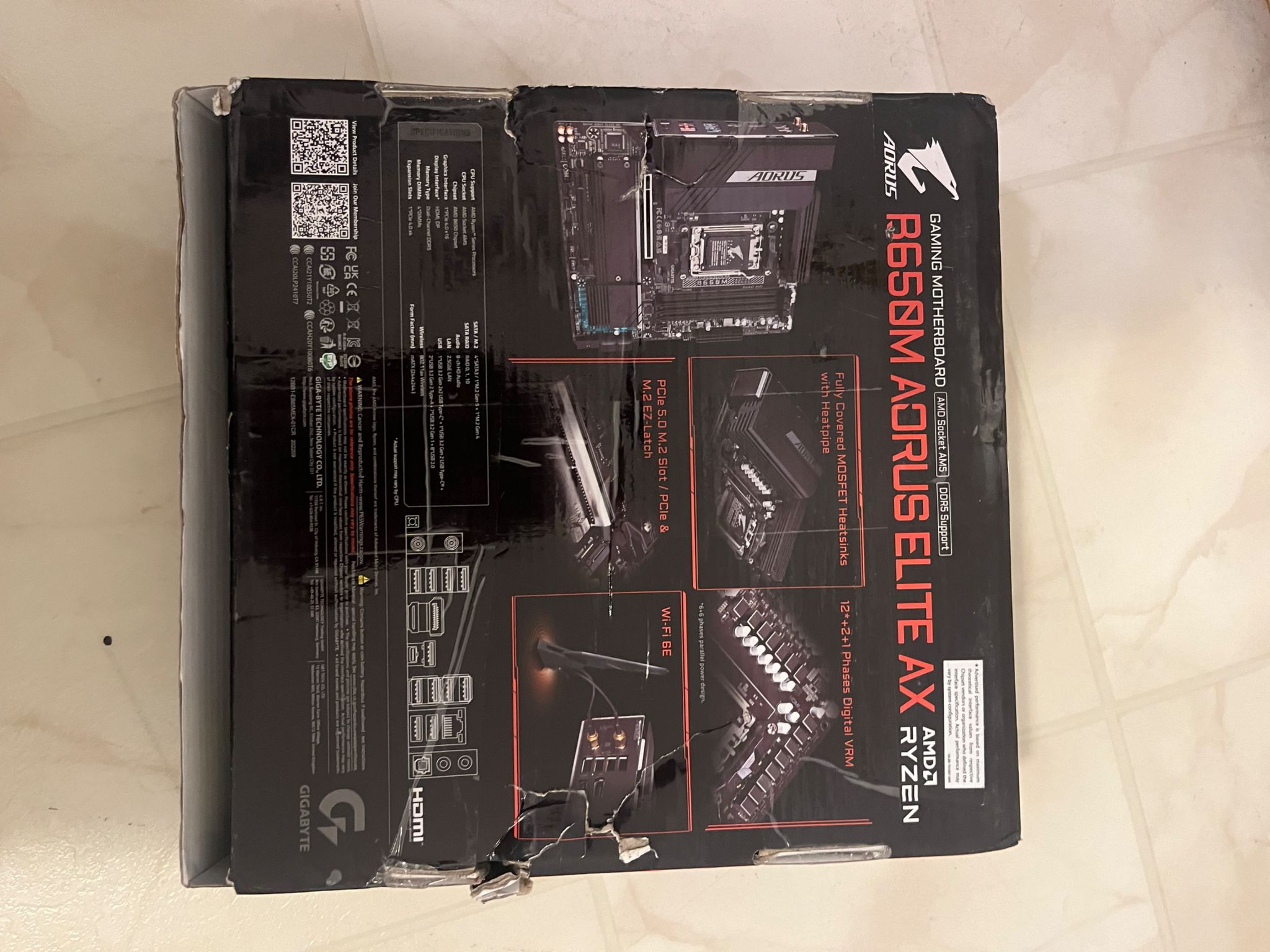 GIGABYTE B650M AORUS Elite AX (AM5/ LGA 1718/Micro-ATX/ DDR5/ 2* M.2/ PCIe 5.0)