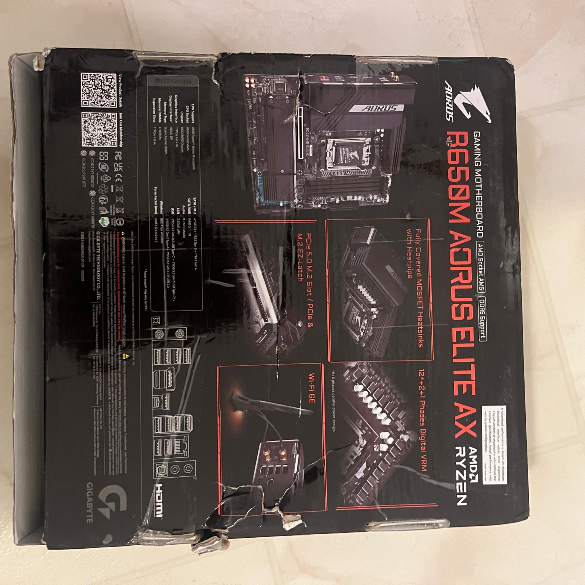 GIGABYTE B650M AORUS Elite AX (AM5/ LGA 1718/Micro-ATX/ DDR5/ 2* M.2/ PCIe 5.0)
