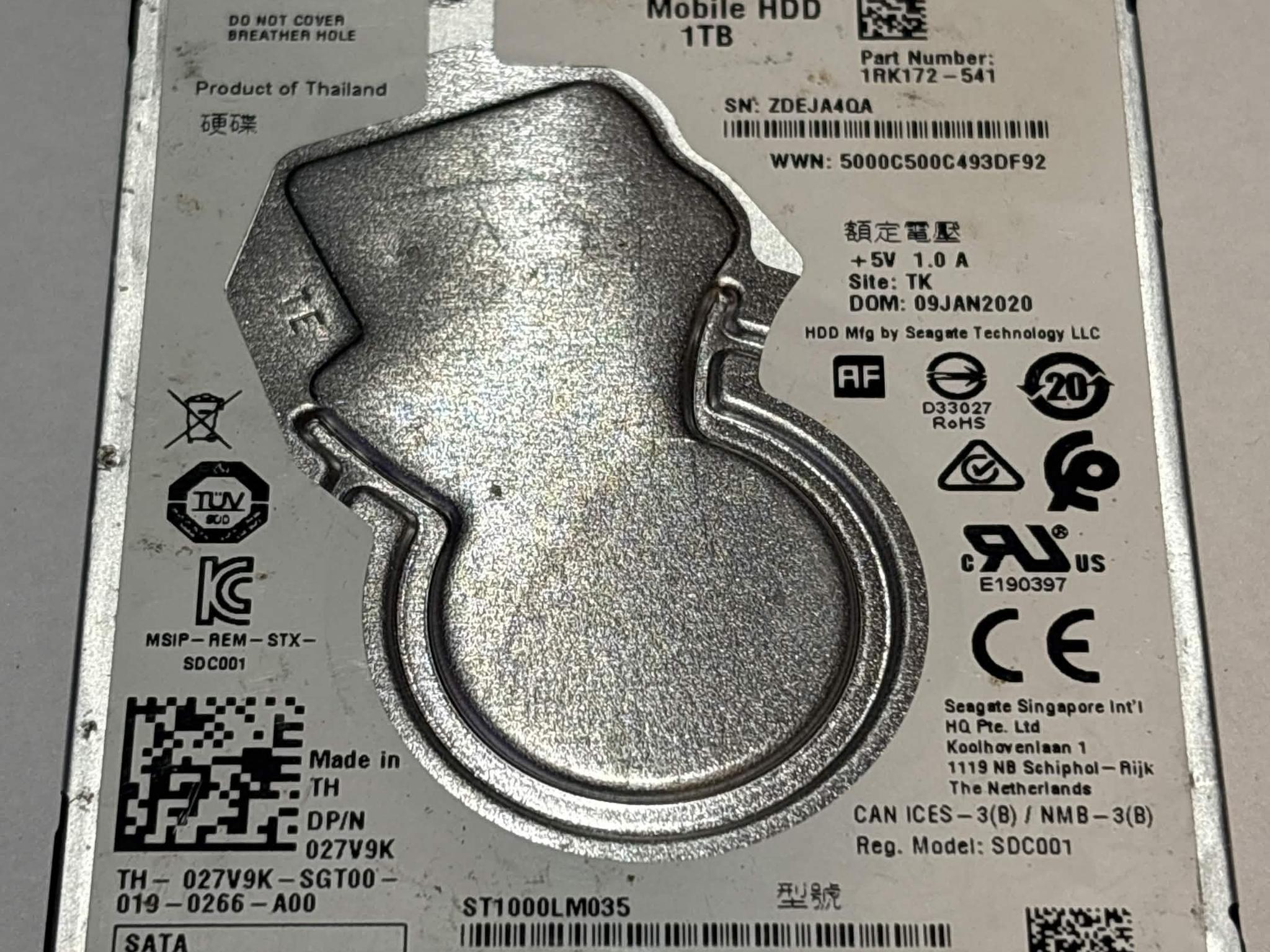 Seagate Mobile HDD 1TB SATA Hard Drive | Tested & Functional