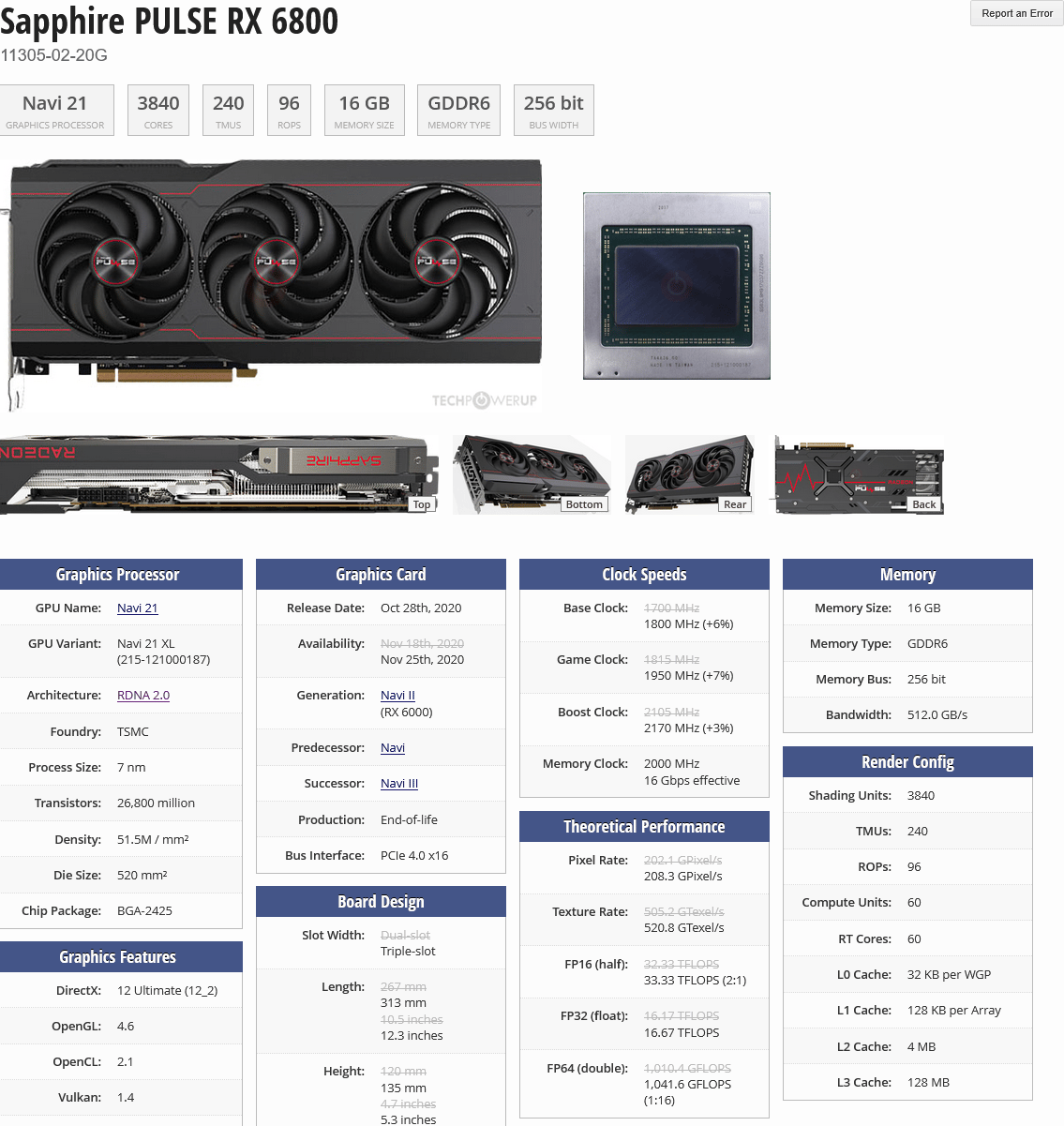 Sapphire Pulse Radeon RX 6800 16GB