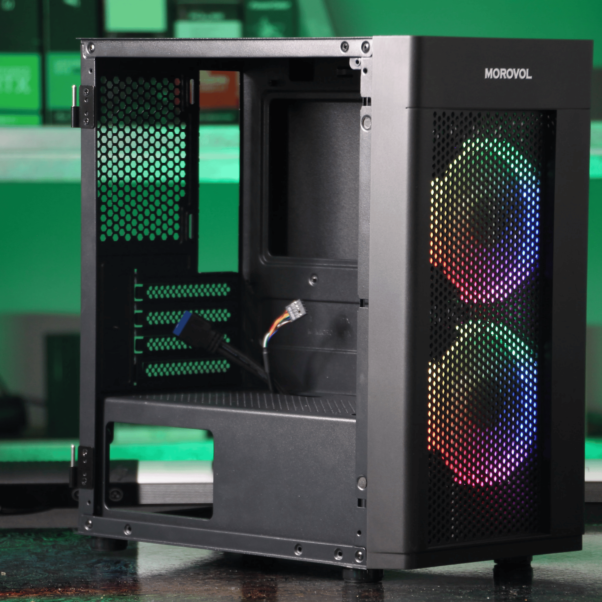 MOROVOL TW7 ARGB MicroATX Mini Tower PC Case (Black)