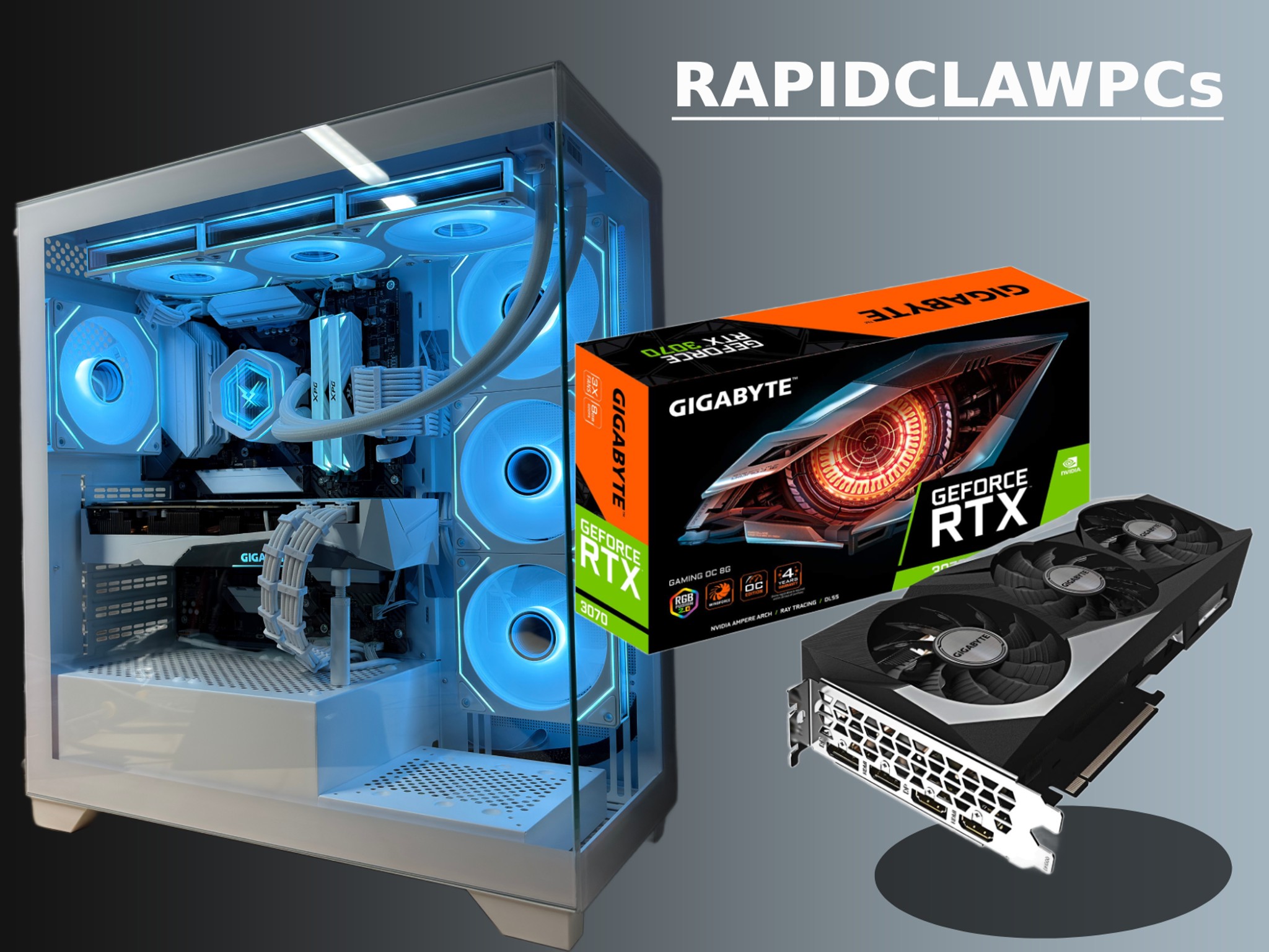 🧊❄️ Glacier Series Gaming PC / RTX 3070 + Ryzen 7 / NVMe SSD / Ready to Play! ❄️🧊