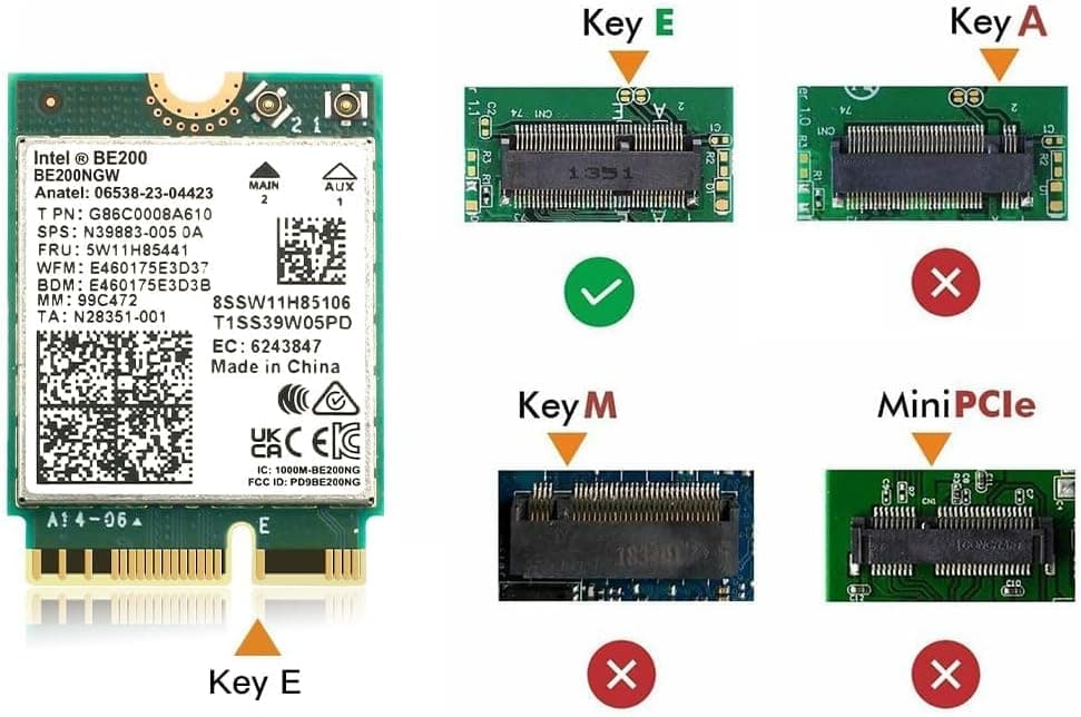 Wi-Fi 7 BE200 Bluetooth 5.4 Wifi Card BE200NGW 2.4/ 5/ 6 GHz 5.8 Gbps for Windows 11 PC Laptop