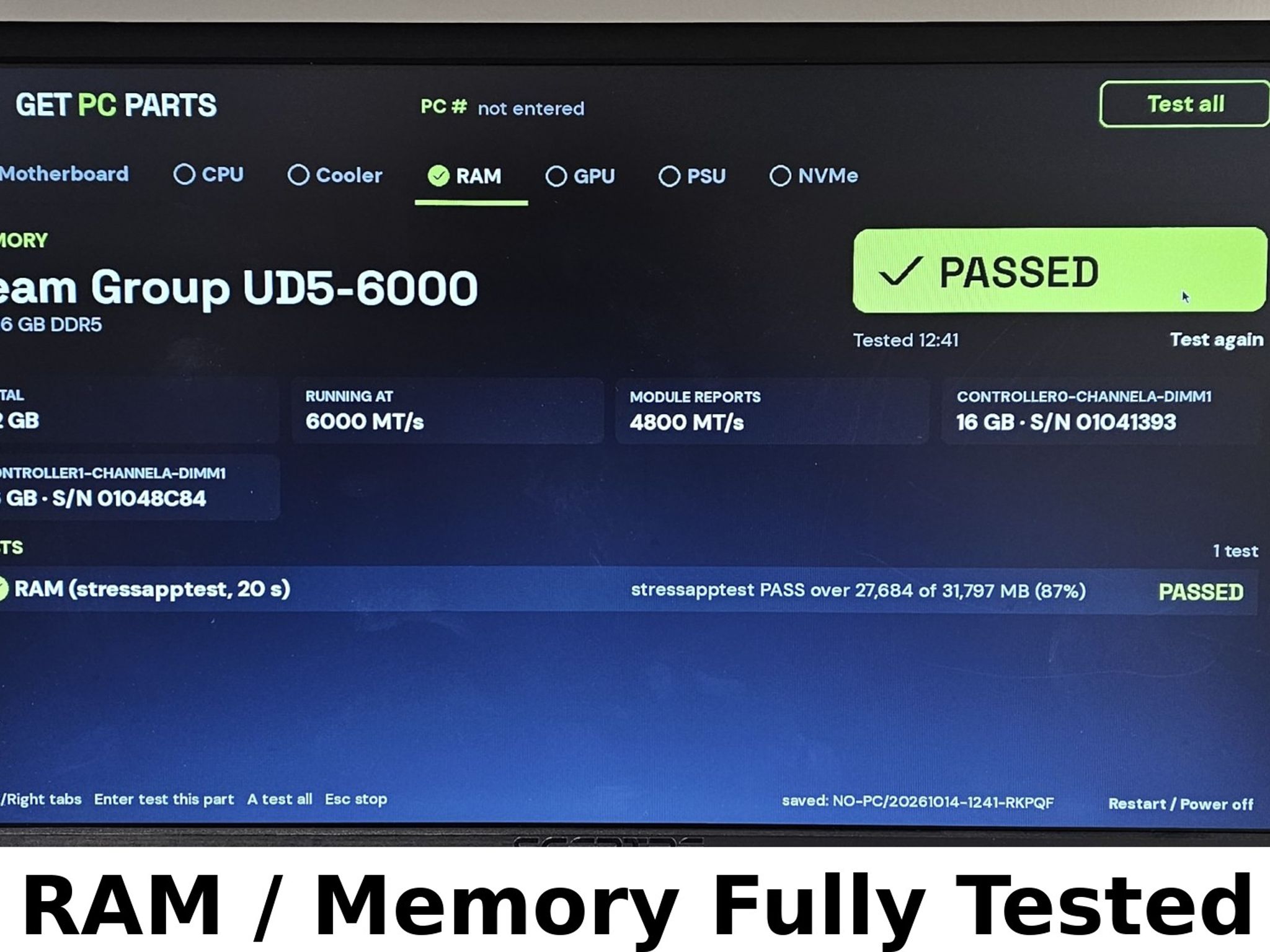 32GB DDR5 (2x16GB) CL38 6000MT/s TEAMGROUP T-Force Vulcan