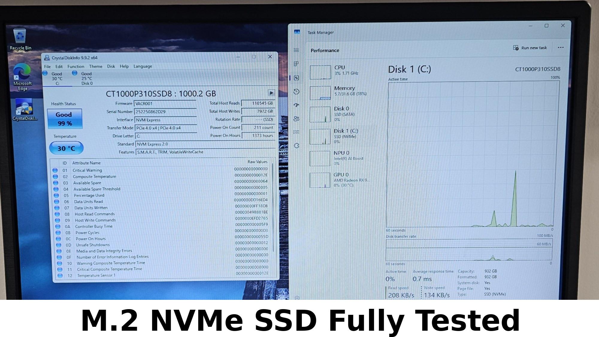 1TB NVMe M.2 SSD Crucial P310 Gen4