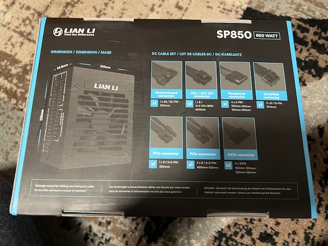 LIAN LI TU150 Aluminium Tempered glass Mini ITX Case Black + 850 Watt Lian Li SFX Power Supply Black