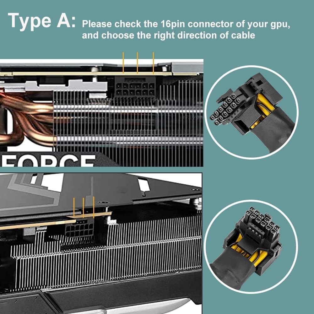 3X 8 Pin 16AWG PCIE 5.0 12VHPWR 600W 90 Degree Right Angle 16 Pin 12+4Pin Supply Adapter
