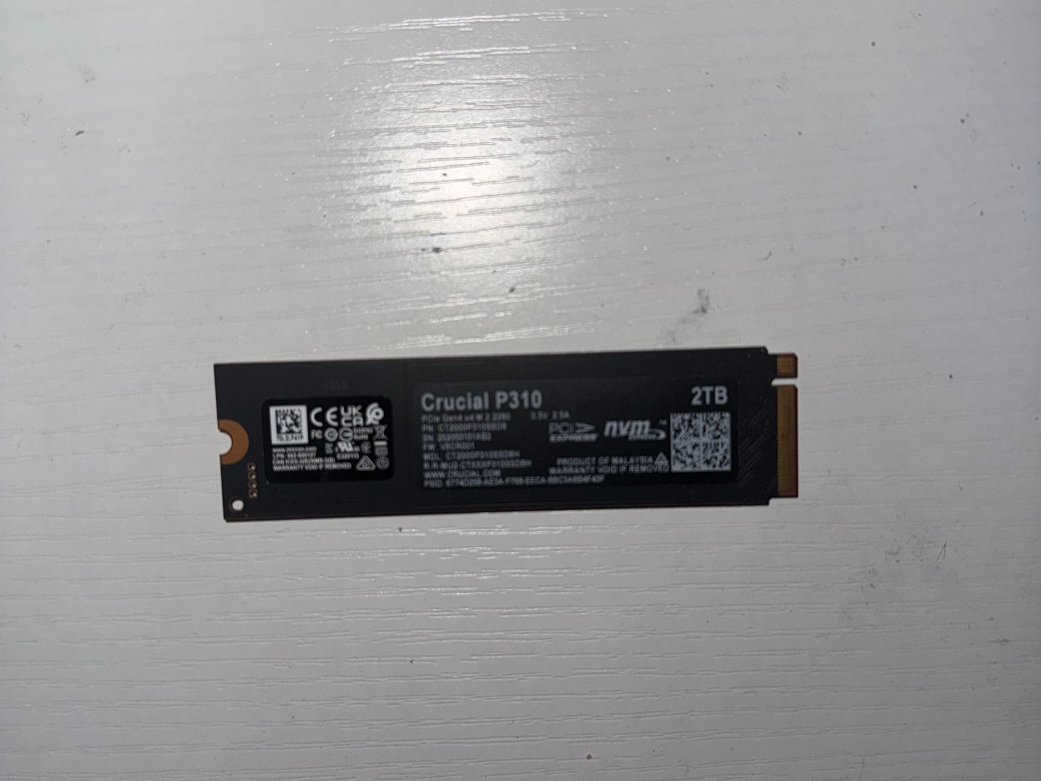 Crucial P310 2TB SSD, PCIe Gen4 NVMe M.2 2280, Up to 7,100MB/s,