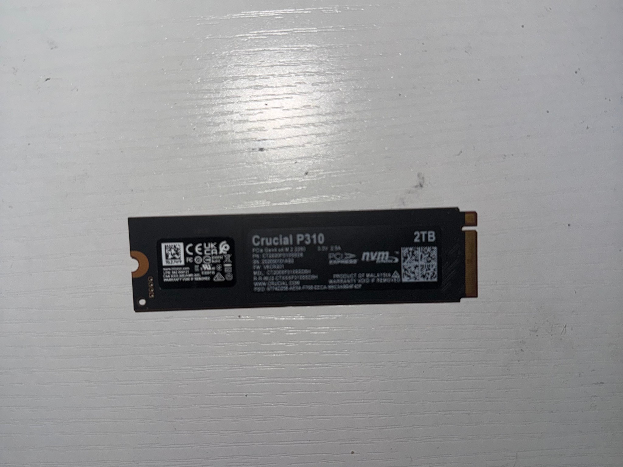 Crucial P310 2TB SSD, PCIe Gen4 NVMe M.2 2280, Up to 7,100MB/s,