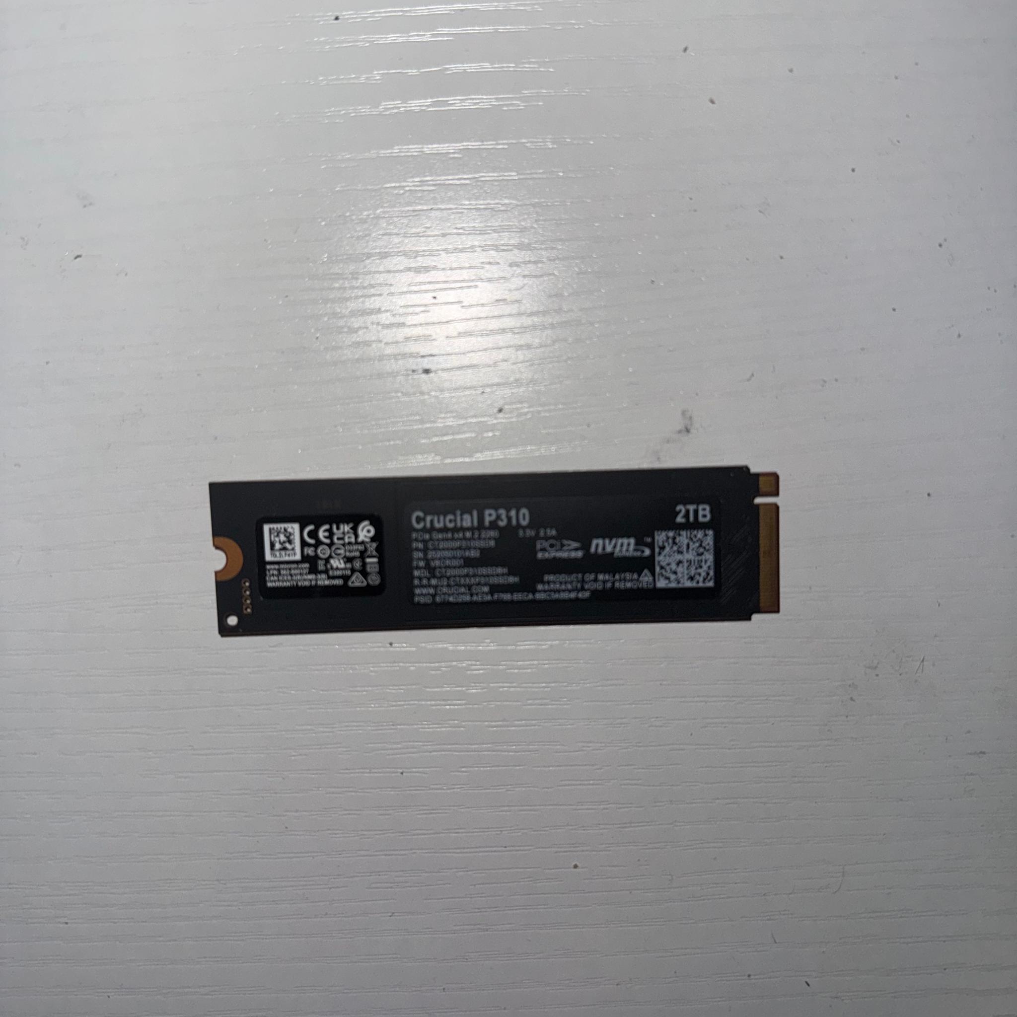 Crucial P310 2TB SSD, PCIe Gen4 NVMe M.2 2280, Up to 7,100MB/s,