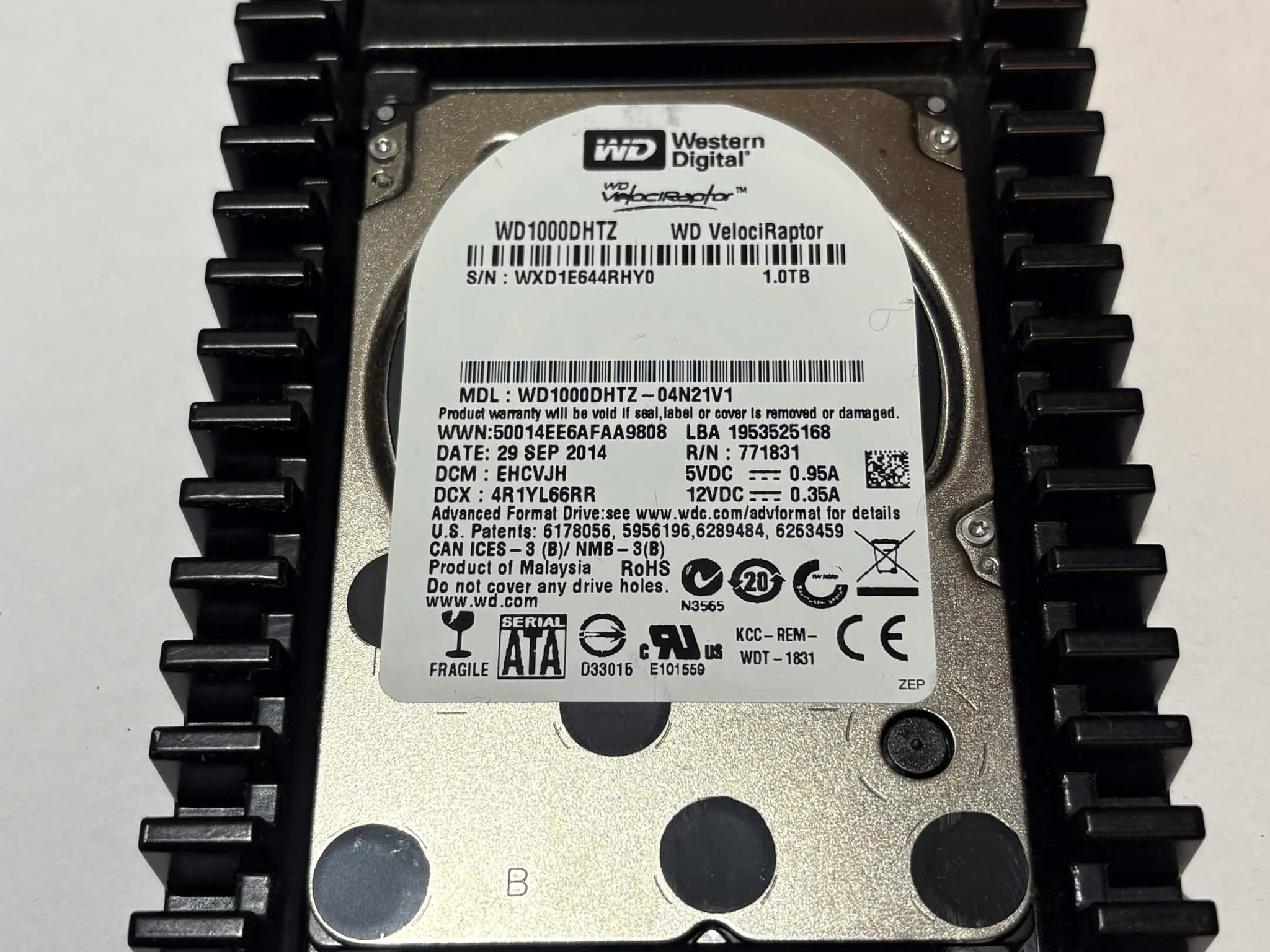 WD VelociRaptor 1TB 10,000 RPM SATA HDD w/ IcePack – WD1000DHTZ – Good SMART
