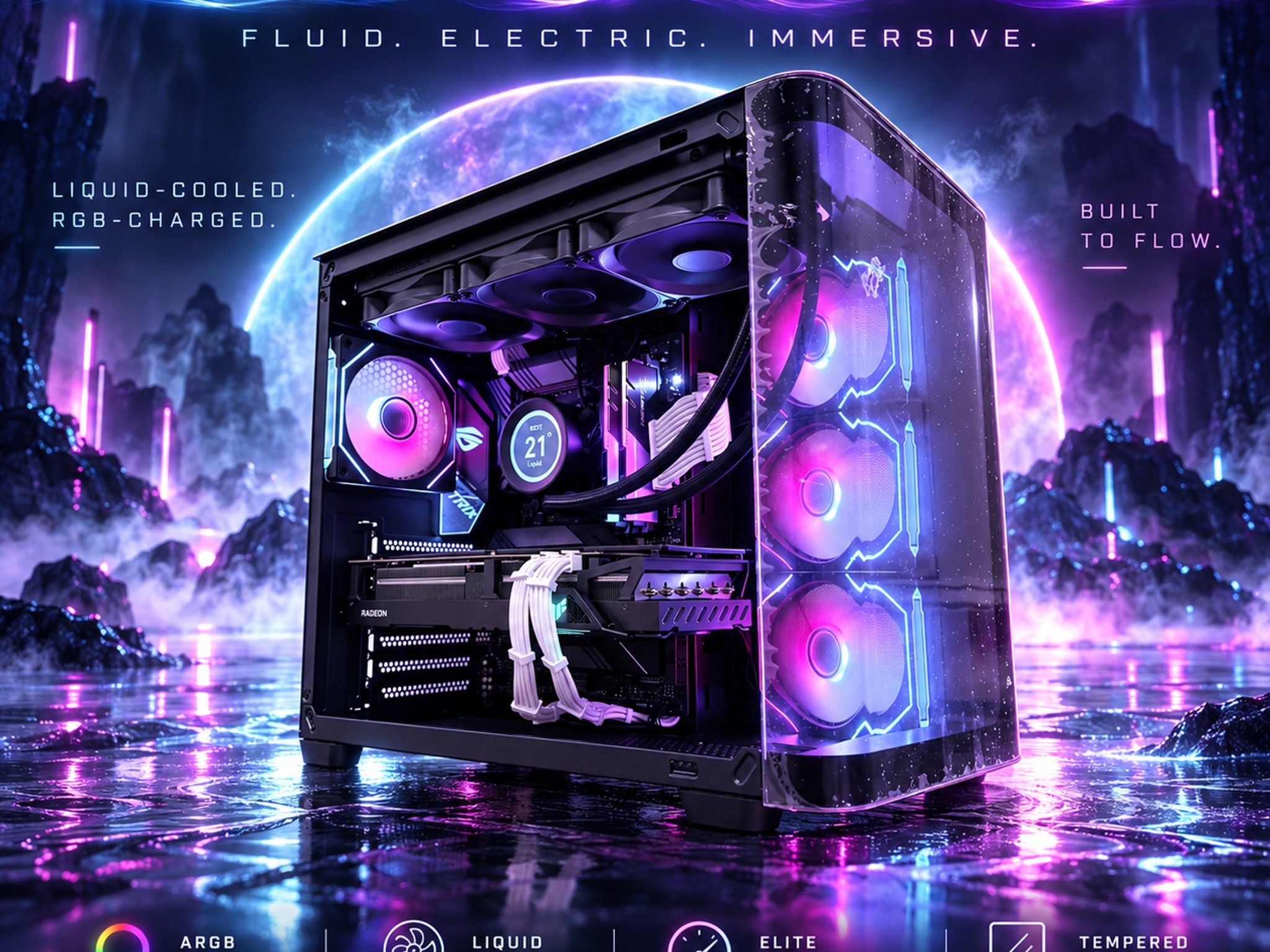 ⚫️"Spectral Tide"🌈| 1440p Gaming | RX 6700XT 12GB | Ryzen 7 3700X | 32GB Ram | 1TB SSD | Free Ship