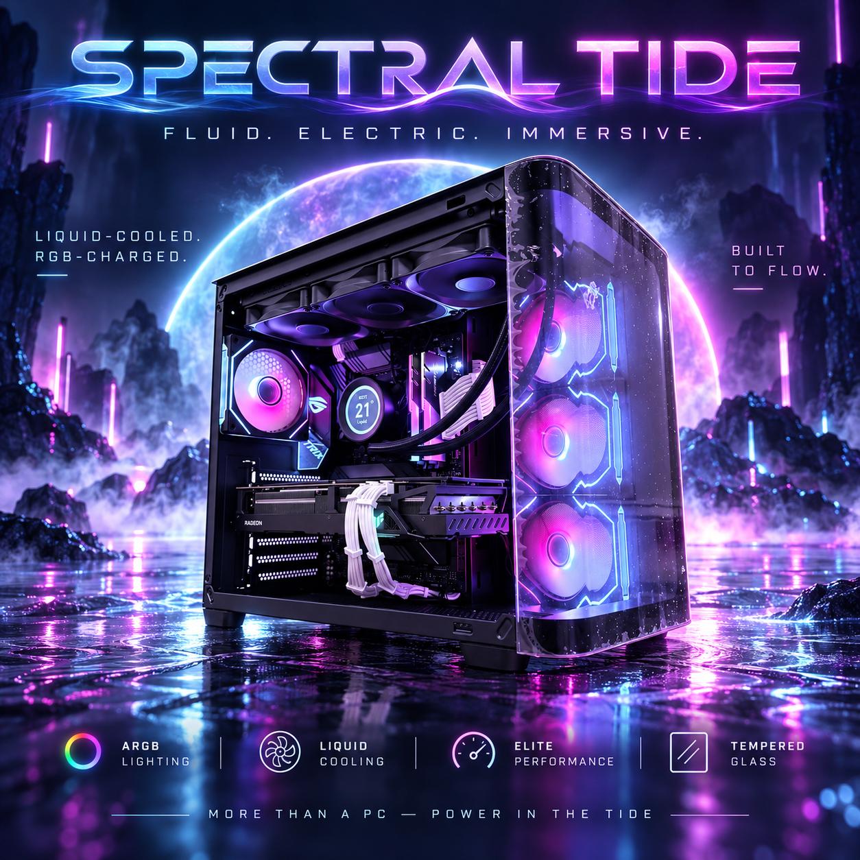 ⚫️"Spectral Tide"🌈| 1440p Gaming | RX 6700XT 12GB | Ryzen 7 3700X | 32GB Ram | 1TB SSD | Free Ship