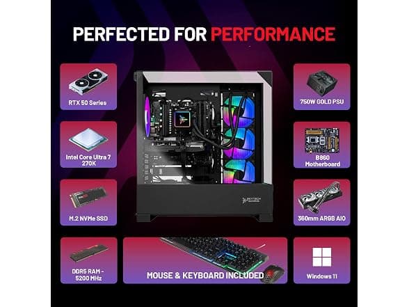 Skytech Shadow 5 Gaming PC - Core Ultra 7 270K Plus | RTX 5070 | 32GB DDR5 | 1TB NVMe
