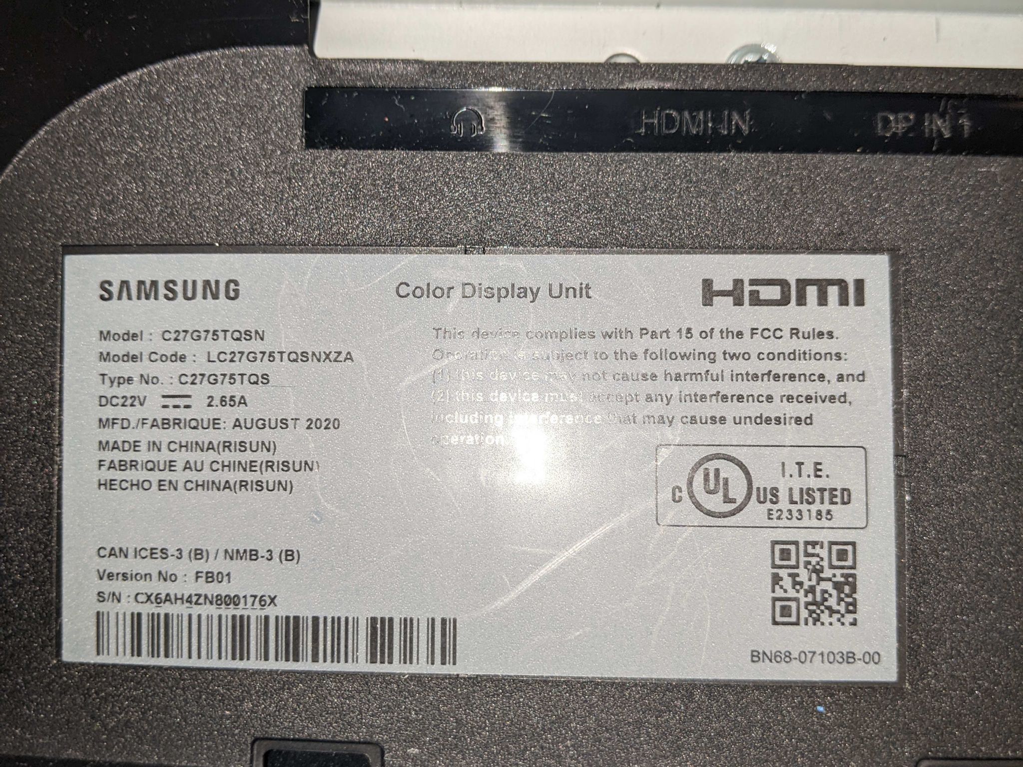 Samsung Odyssey G7 27Inch Lightly Used