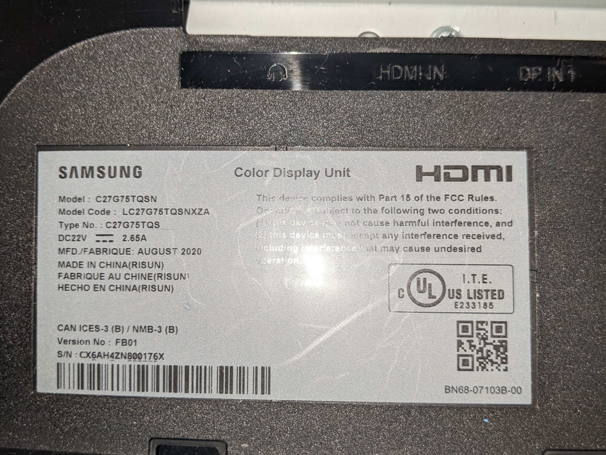 Samsung Odyssey G7 27Inch Lightly Used