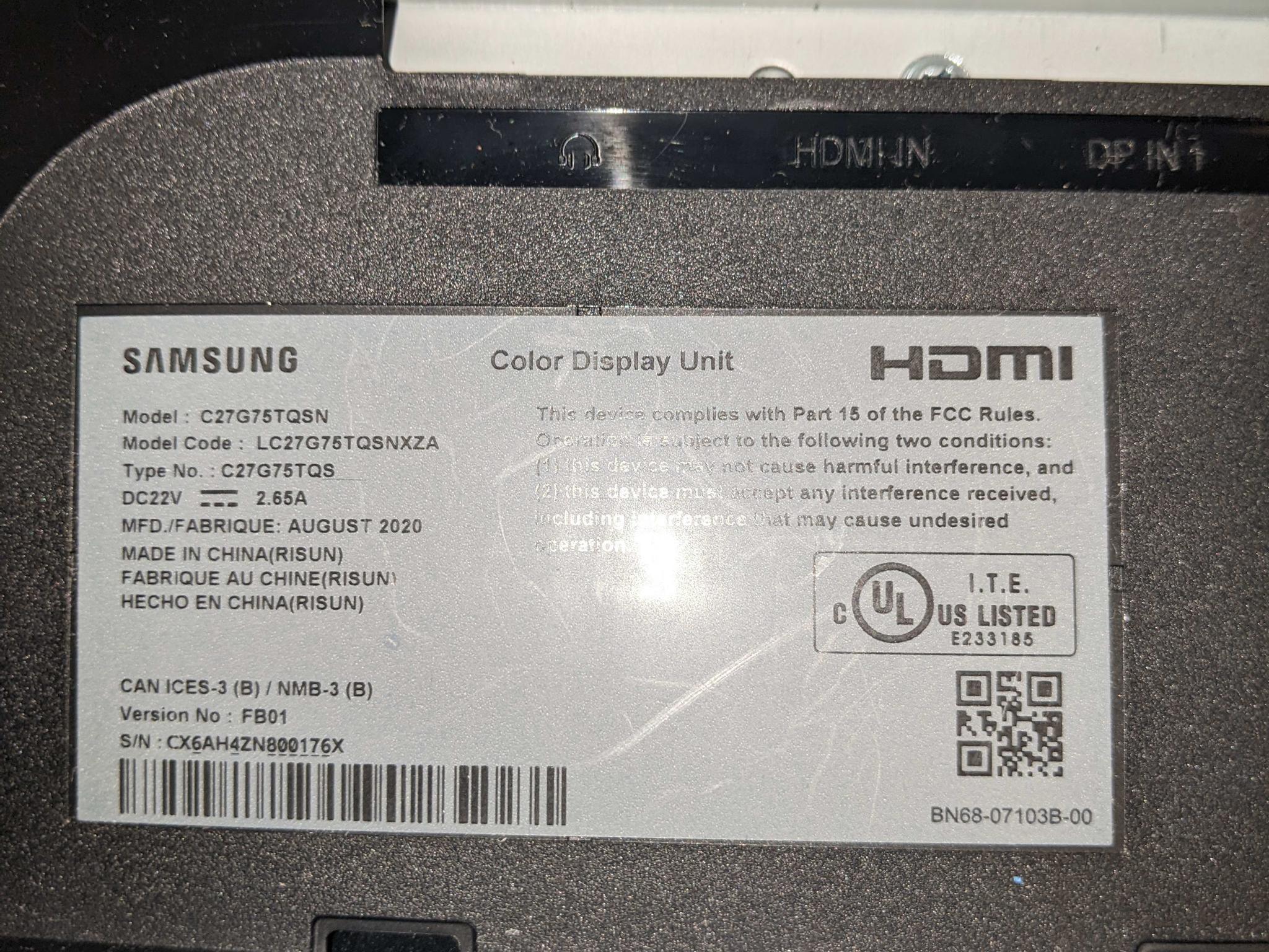 Samsung Odyssey G7 27Inch Lightly Used