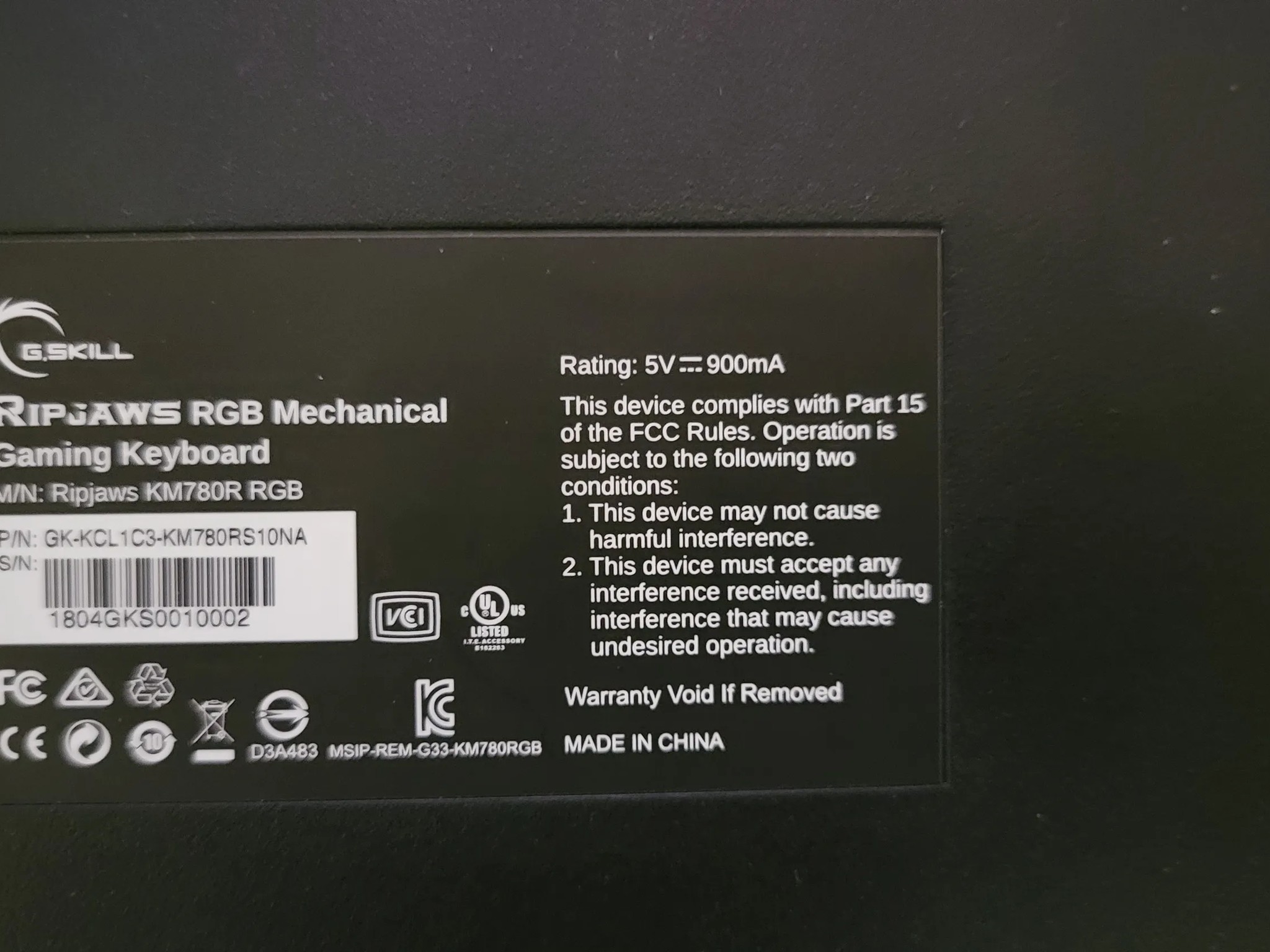 G Skill KM780 RGB Cherry MX Brown Keyboard