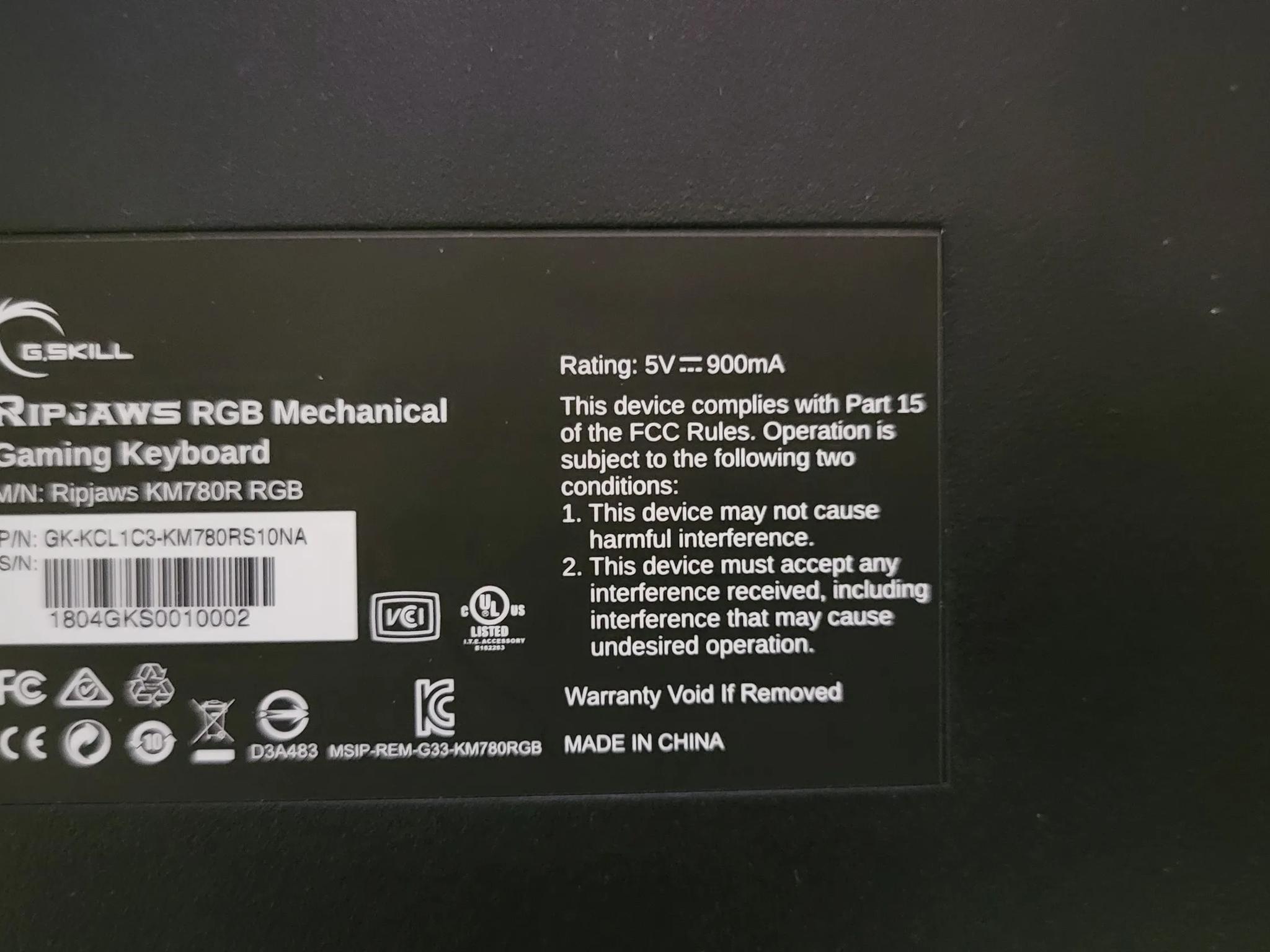 G Skill KM780 RGB Cherry MX Brown Keyboard
