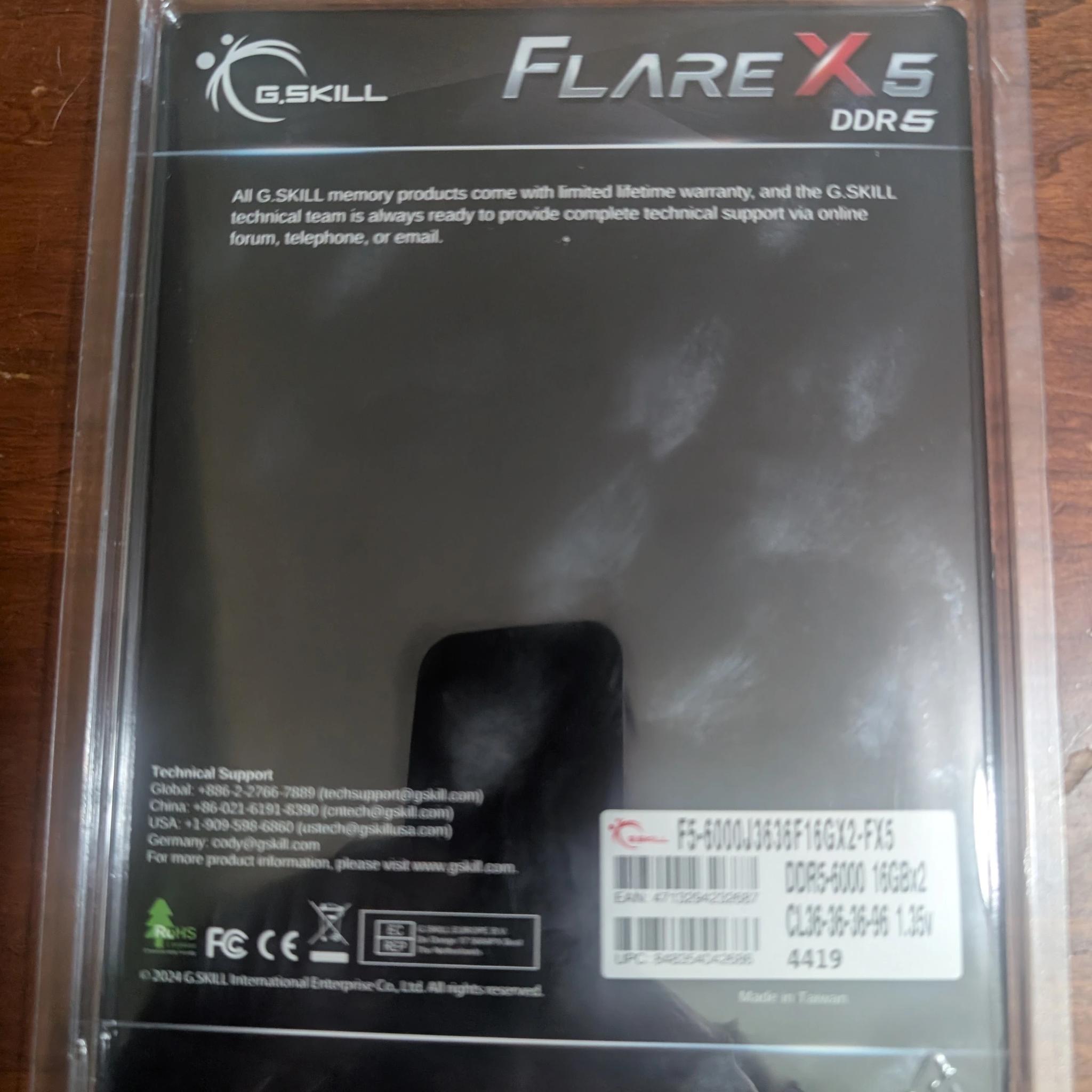 G.SKILL Flare X5 Series (AMD Expo) DDR5 RAM 32GB (2x16GB) 6000MT/s CL36-36-36-96