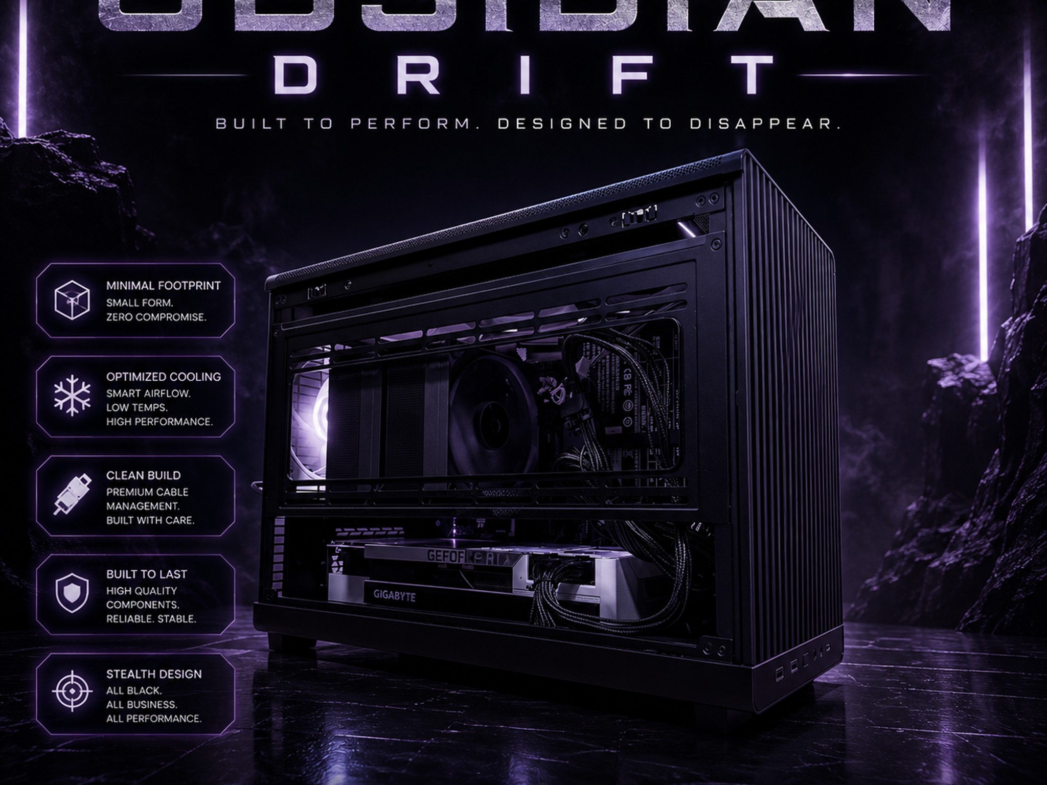 ⚫️"Obsidian Drift"⚫️|4k Gaming/Productivity  | RTX 3090 24GB| 64GB RAM | Ryzen 5 5600X | 1tb NVMe