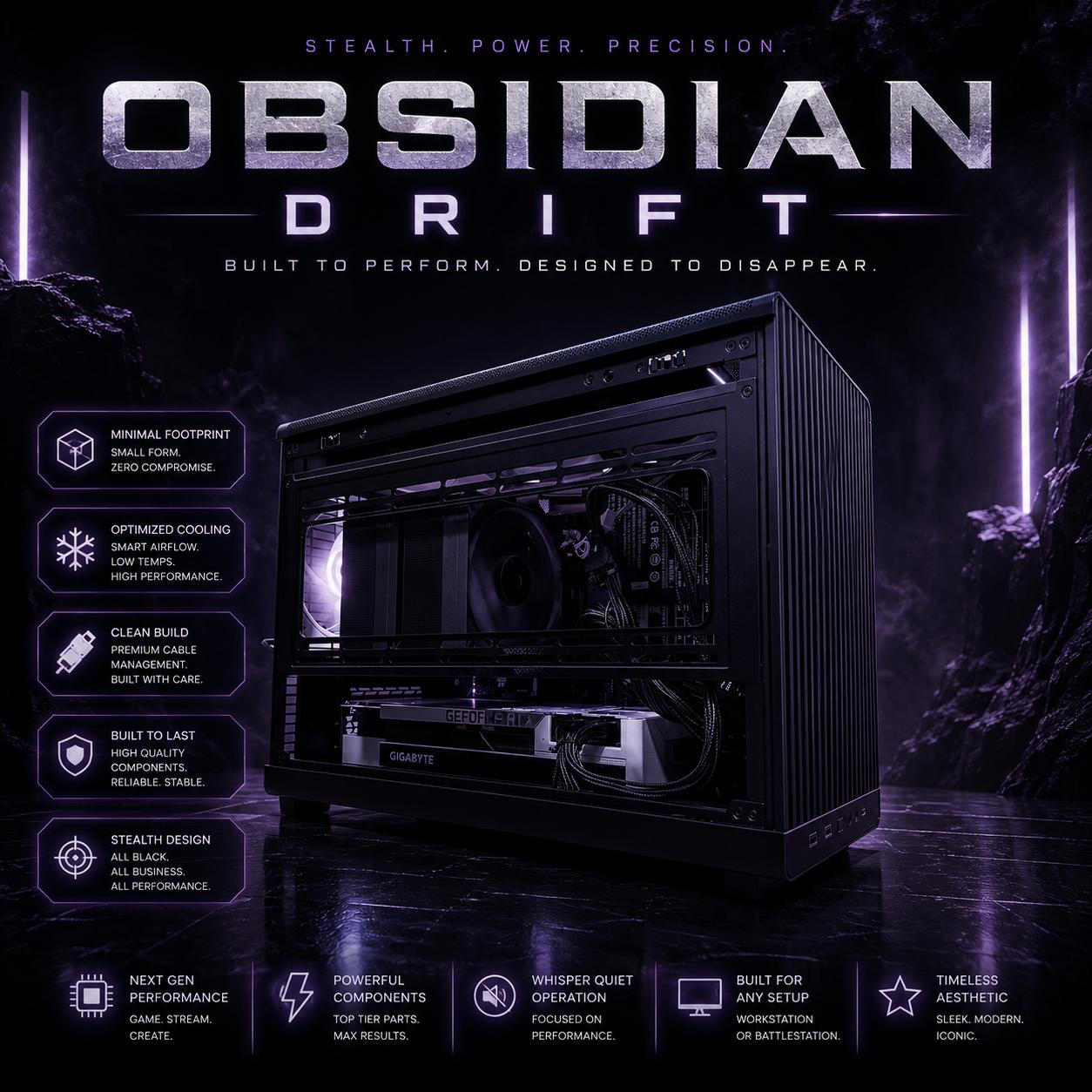 ⚫️"Obsidian Drift"⚫️|4k Gaming/Productivity  | RTX 3090 24GB| 64GB RAM | Ryzen 5 5600X | 1tb NVMe