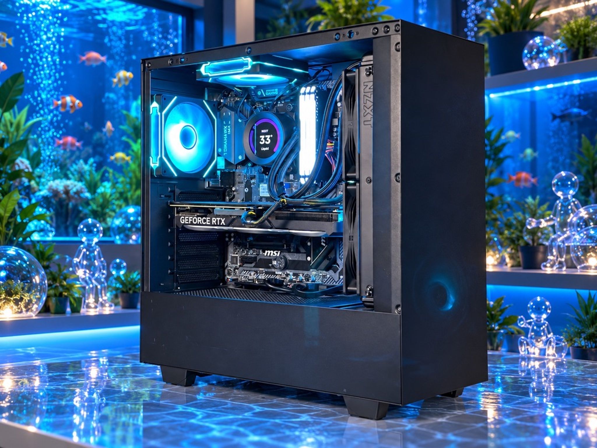 🌊🌐 AQUA CORE Gaming PC | RTX 4070 | Ryzen 7 5800X | 24GB DDR4 | 500GB NVME + 1TB HDD