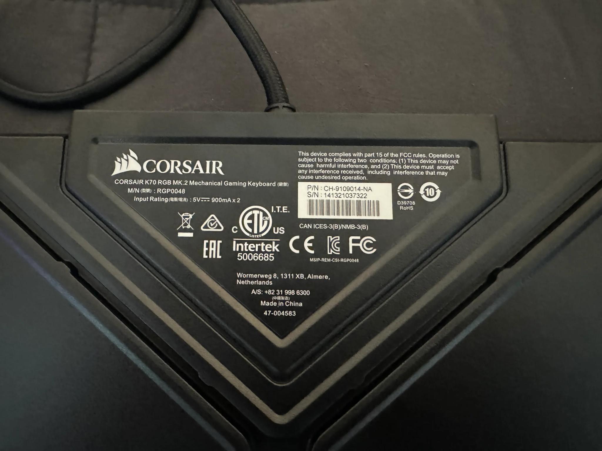 Corsair K70 RGB MK.2 Rapid-fire Mechanical Gaming Keyboard CHERRY MX Speed