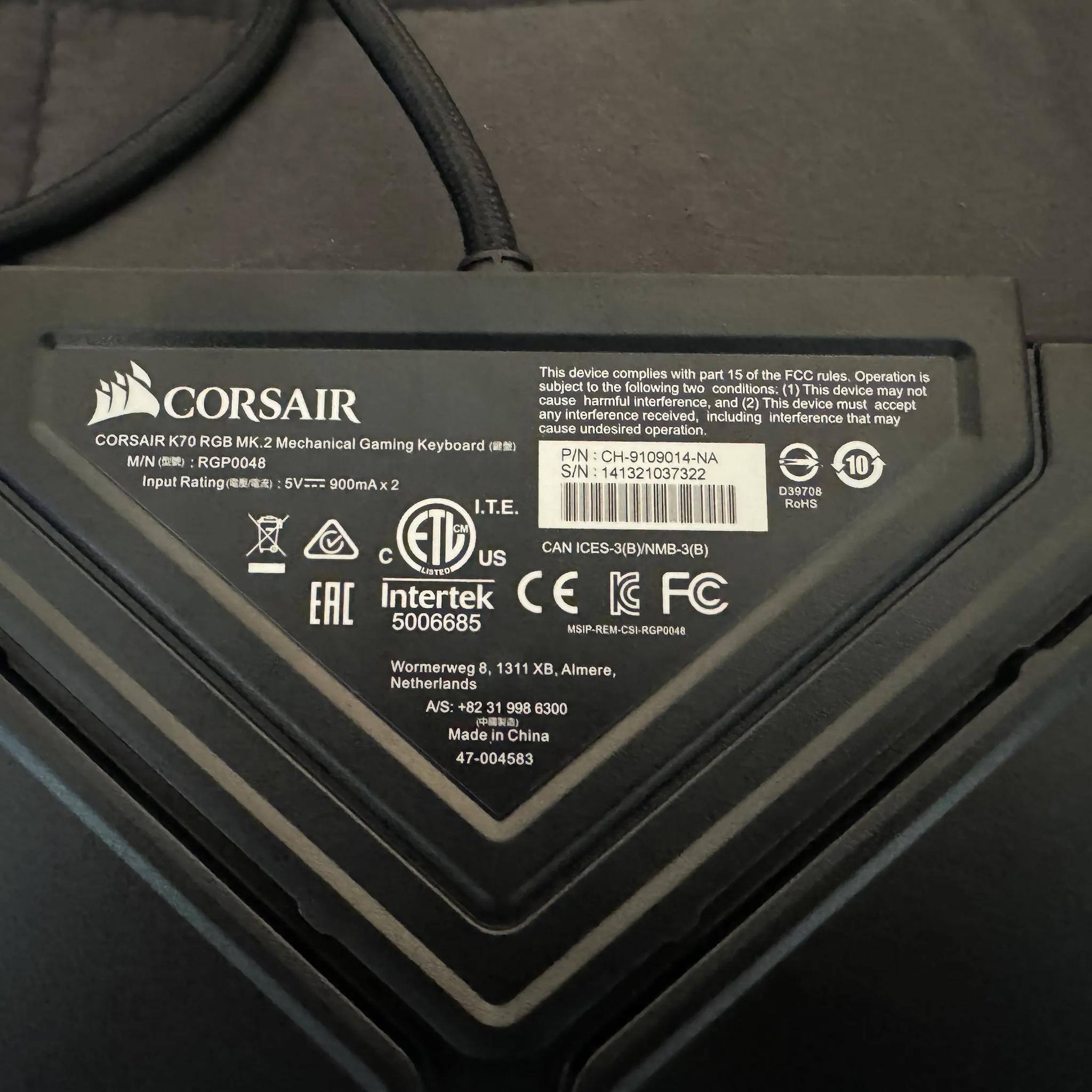 Corsair K70 RGB MK.2 Rapid-fire Mechanical Gaming Keyboard CHERRY MX Speed