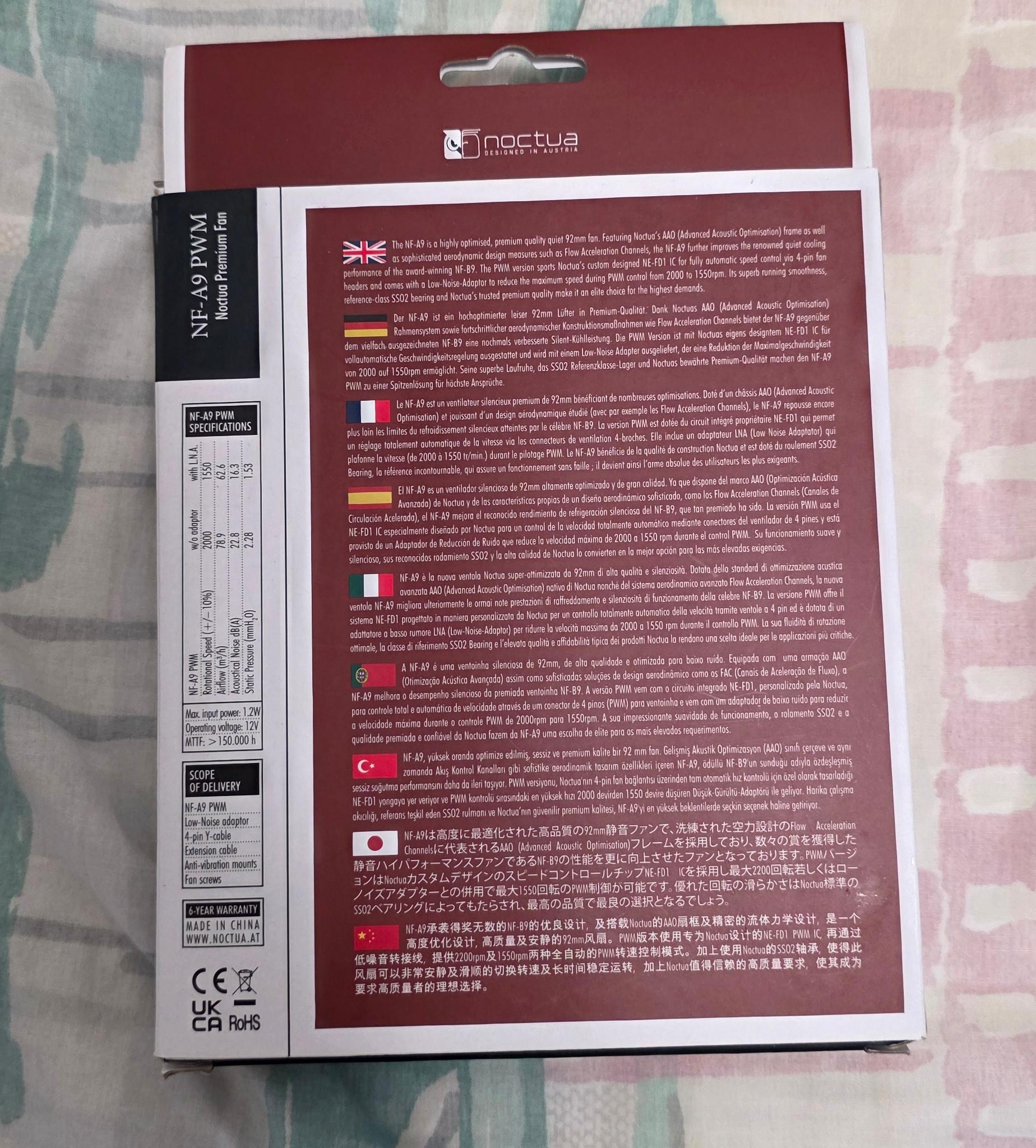 noctua NF-A9 PWM 92mm Premium Fan 92x92x25mm