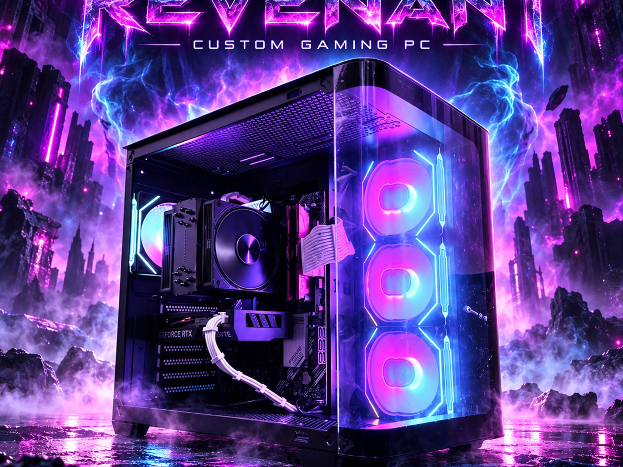 ⚫️"Neon Revenant"🌈 | 1080p Gaming | RTX 4060 | Ryzen 5 5500 | 16GB Ram | 1TB SSD | Free Shipping
