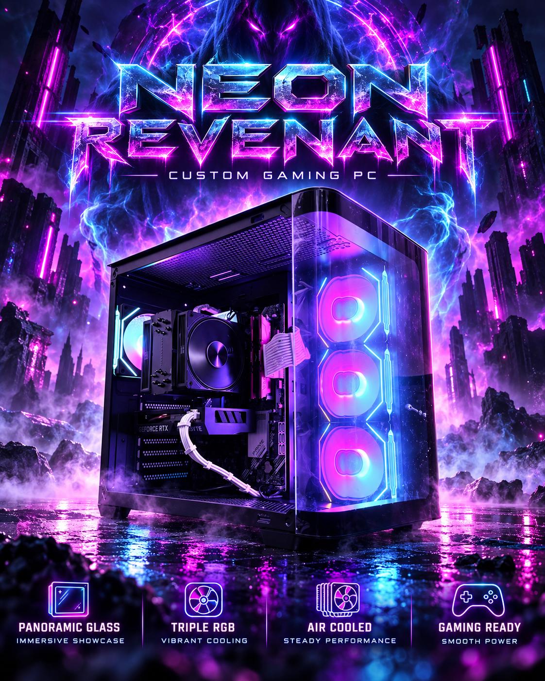 ⚫️"Neon Revenant"🌈 | 1080p Gaming | RTX 4060 | Ryzen 5 5500 | 16GB Ram | 1TB SSD | Free Shipping