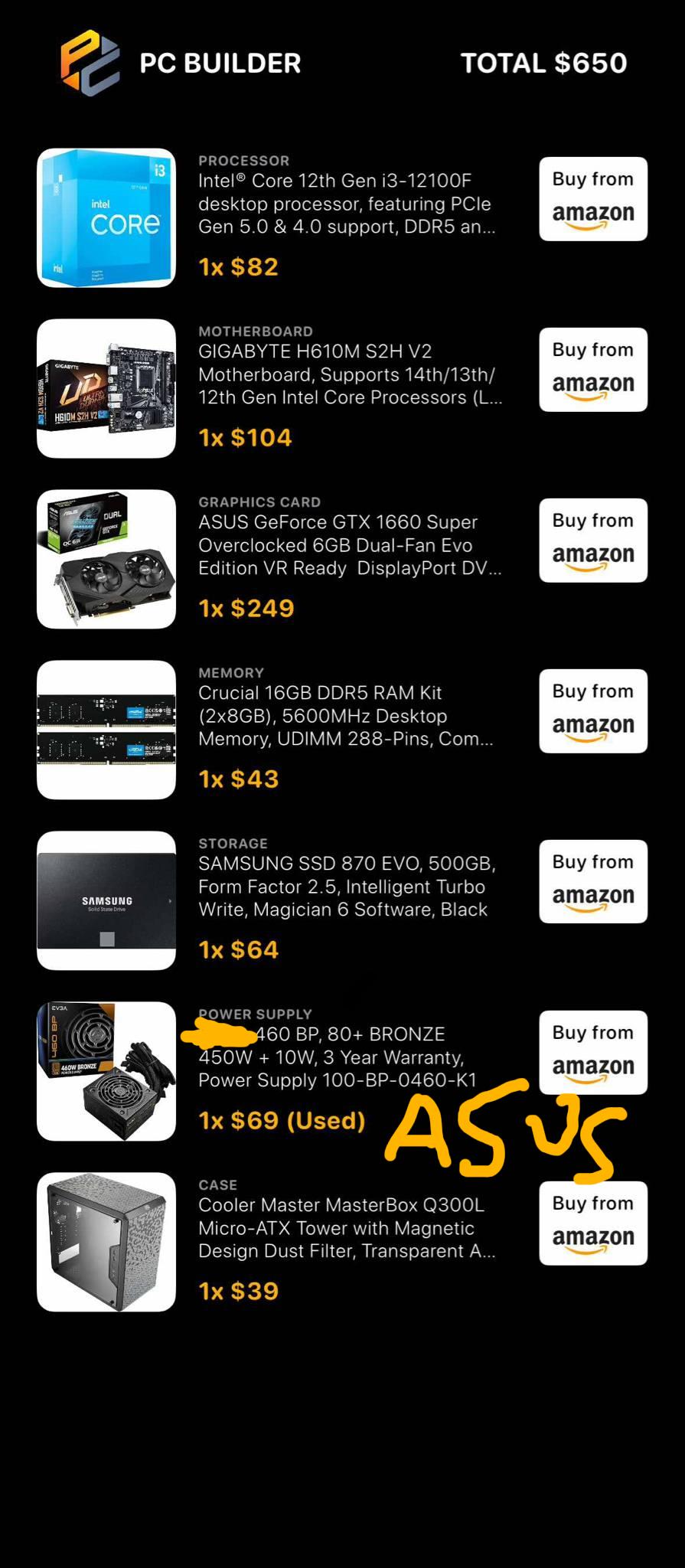 Pure Budget Performance 1080P PC, GTX 1660 Super, Intel 12100F, 16GB DDR5, 500GB SSD