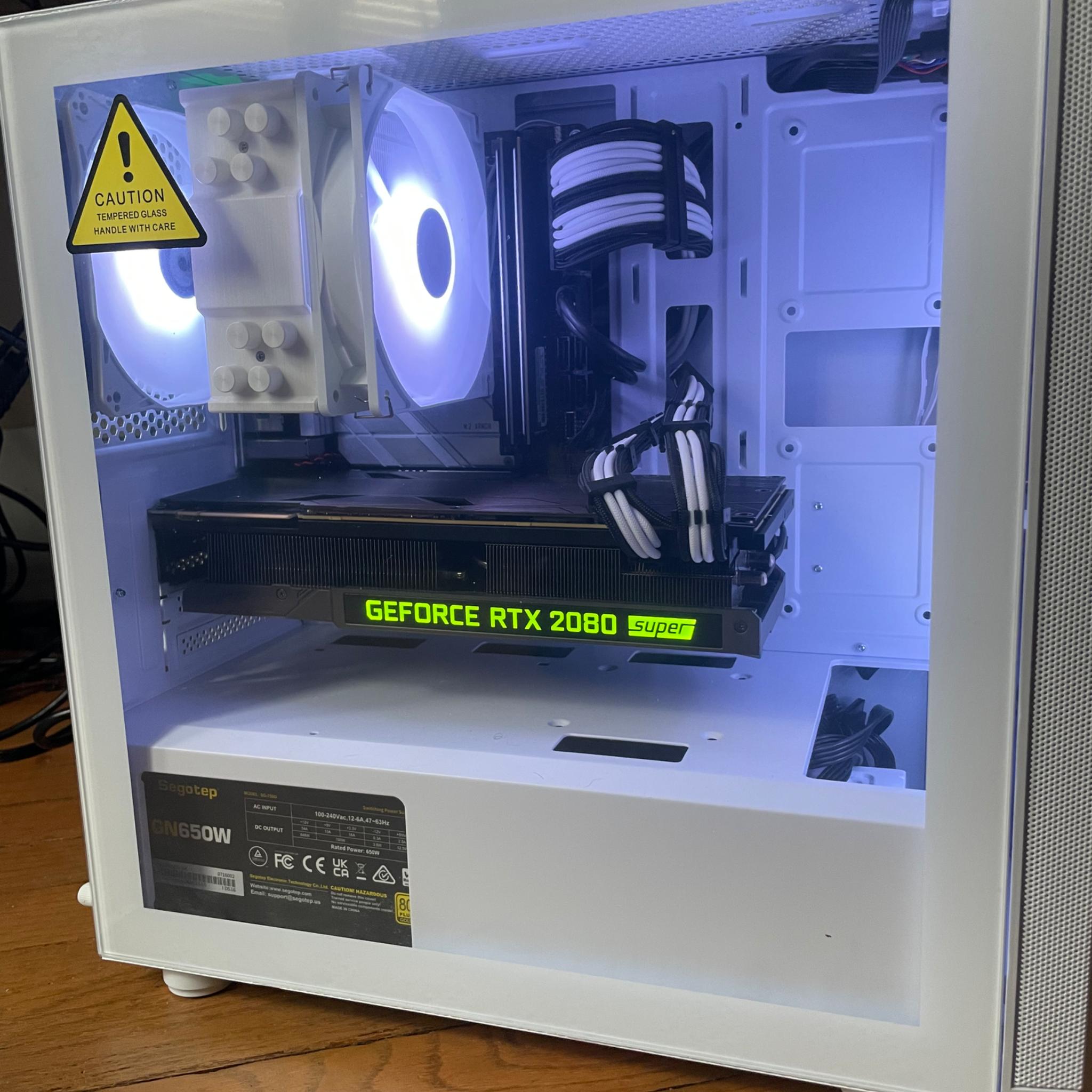 White and Black RGB Gaming PC - i5 13400f, 2080 Super, 32GB ram