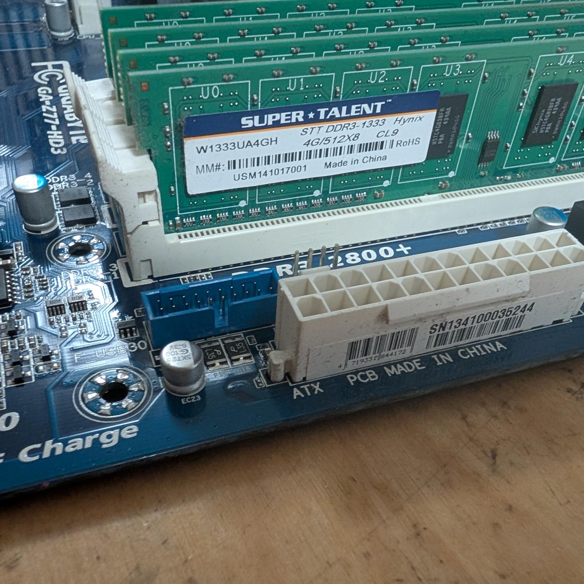 I7 3770 + Z77 motherboard + 16GB DDR3 + GT210 1GB