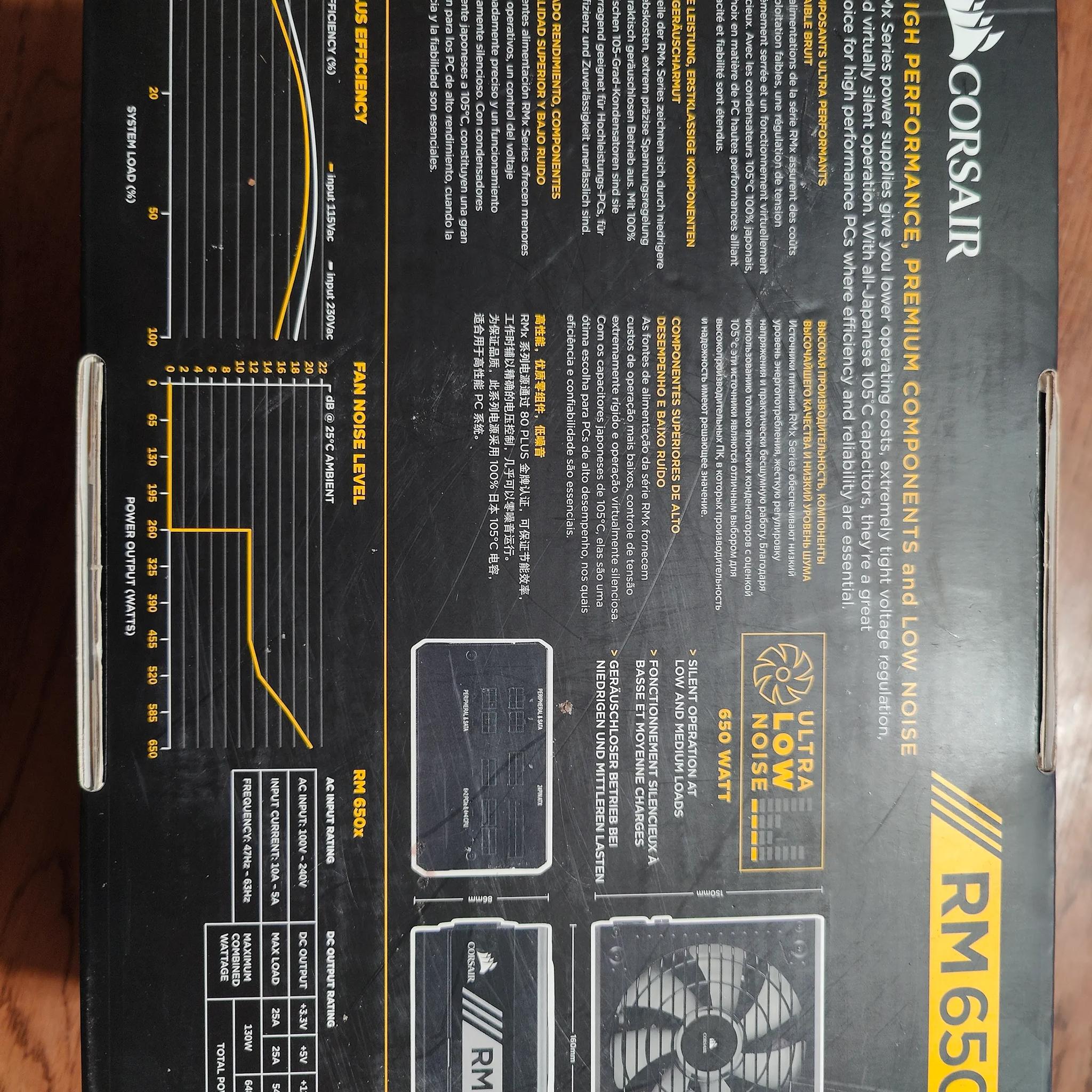 Corsair RM 650 W 80+ Gold Certified Fully Modular ATX Power Supply - Fully Modular - All Cables